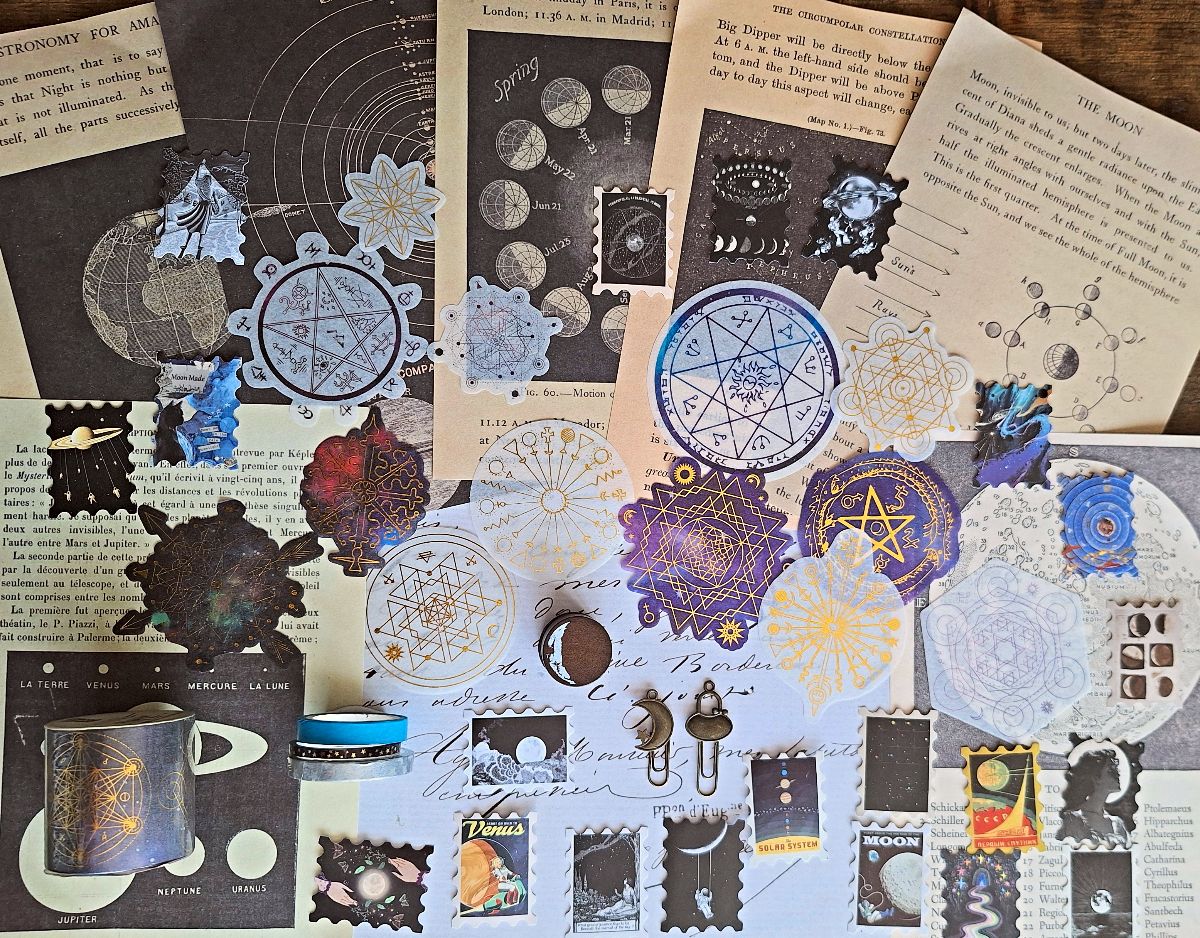 Astronomy and Space Vintage Journal Scrapbooking Set