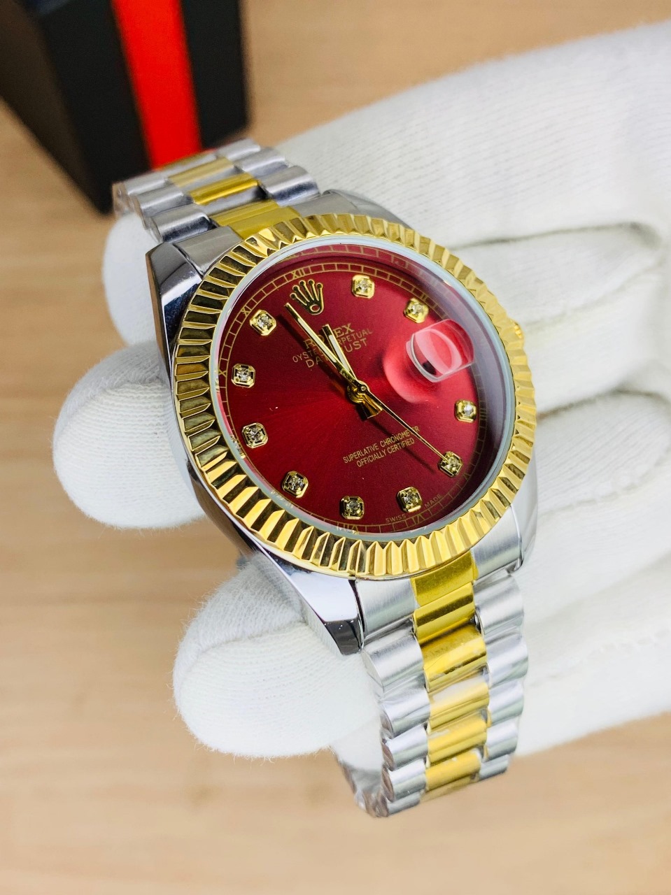 Rolex Red Dail Oyster Perpetual Watch