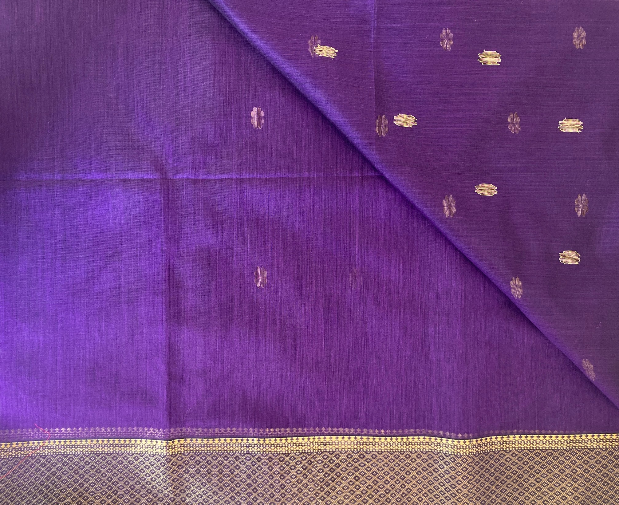 Purple Maheshwari Saree with Golden Zari Border 