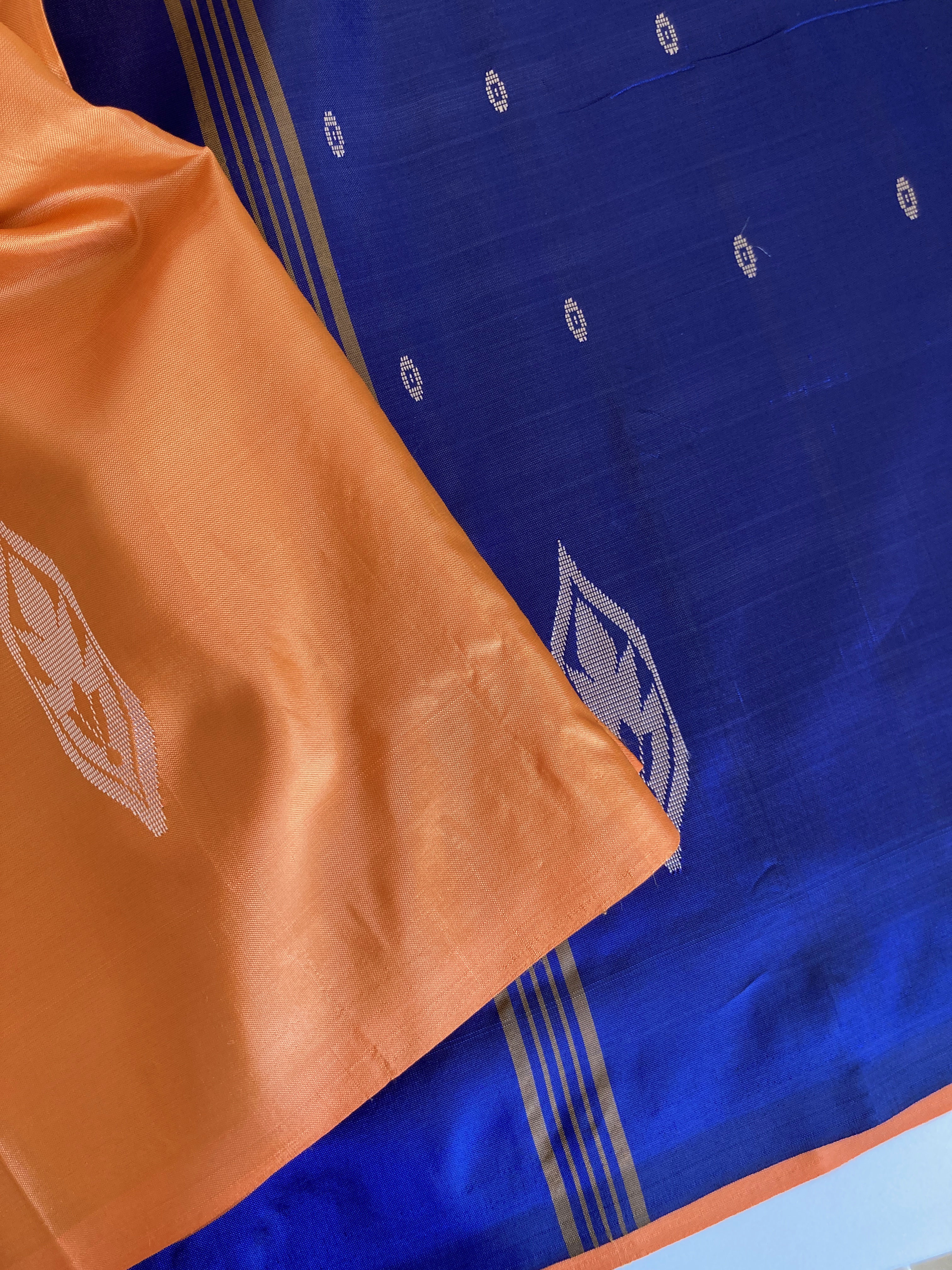 Blue & Peach Vaazhainaar/ Valainar Pattu Saree