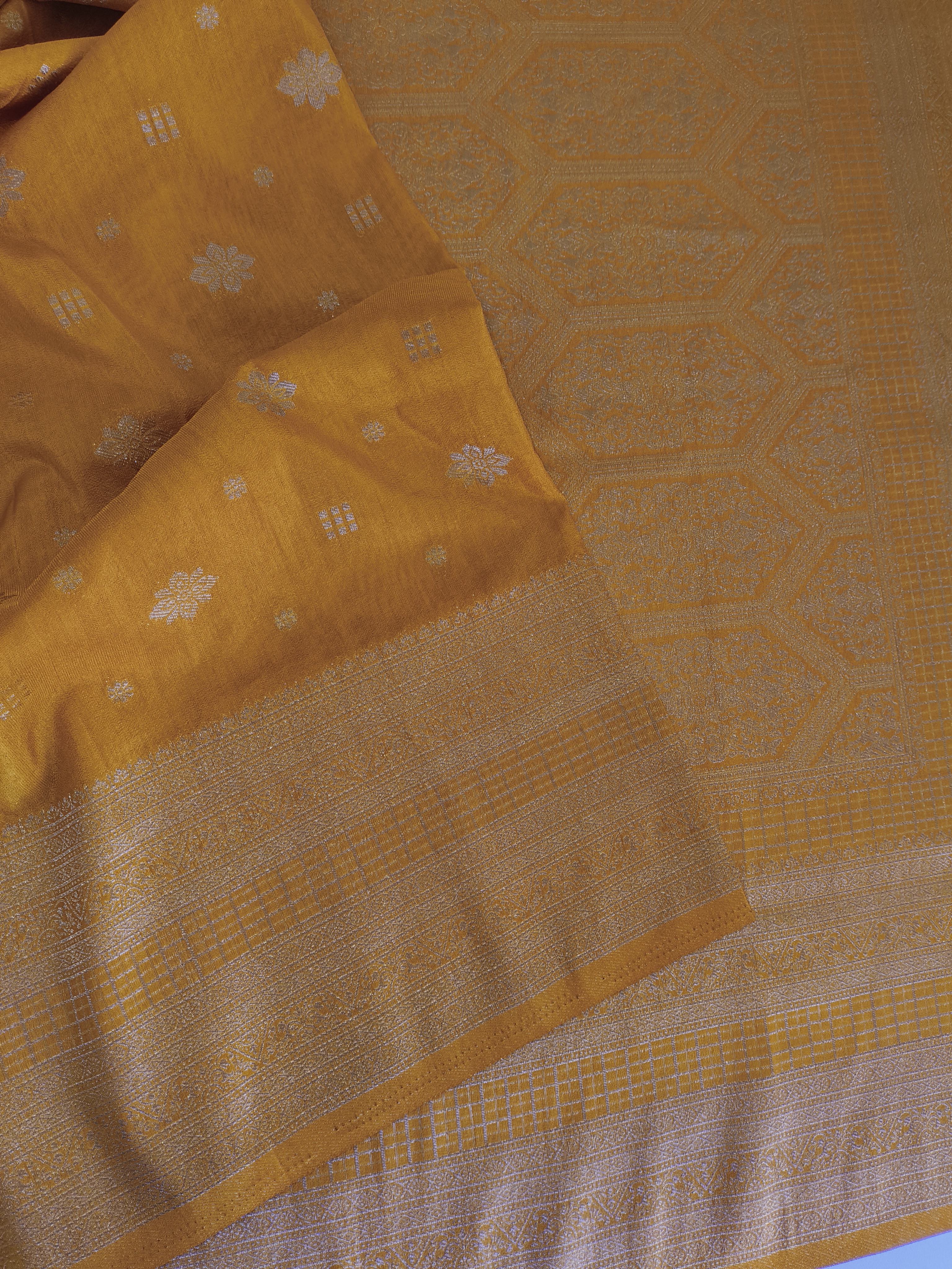 Yellow Khaddi Semi Georgette Banarasi Saree