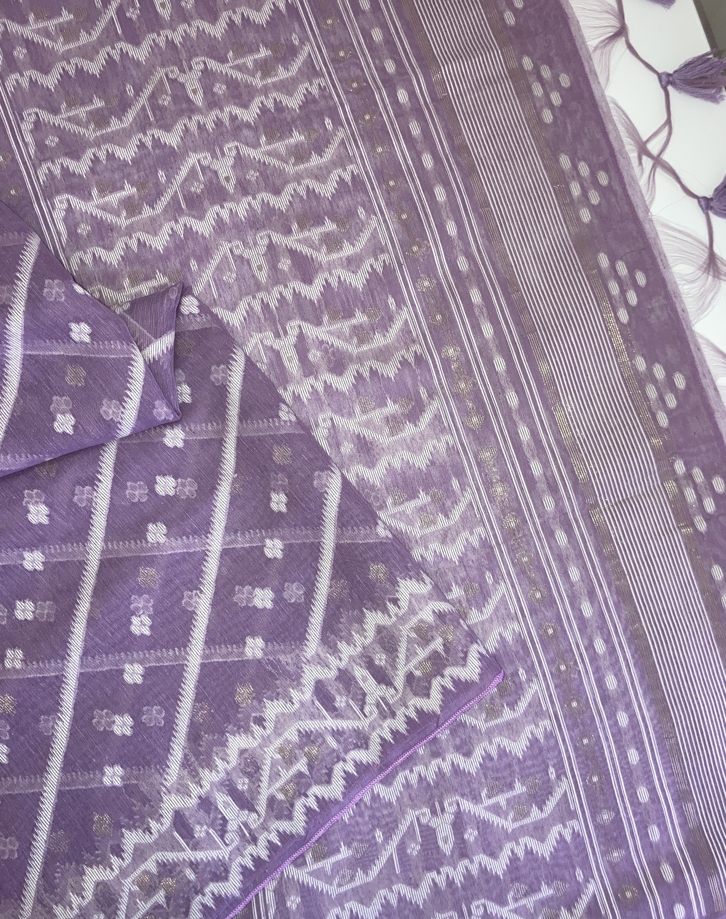 Pastel Purple Cotton Jamdani Saree