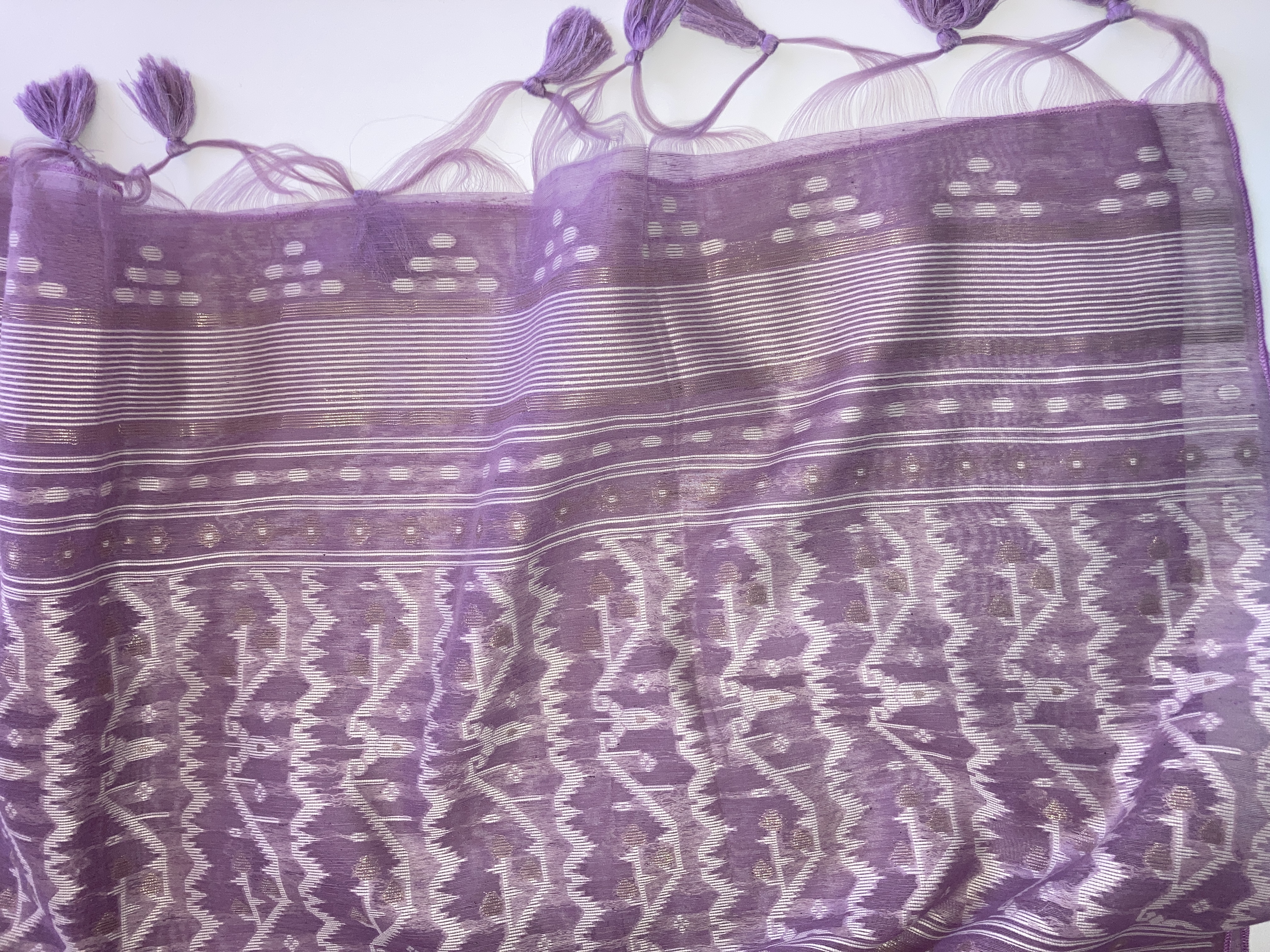 Pastel Purple Cotton Jamdani Saree