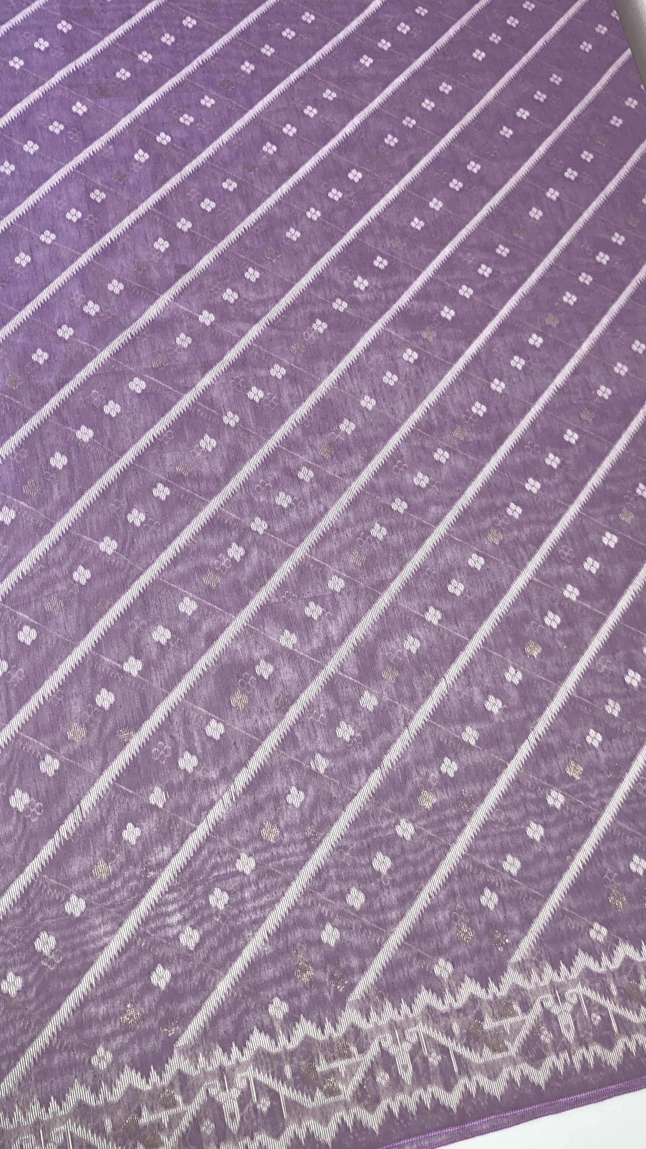 Pastel Purple Cotton Jamdani Saree