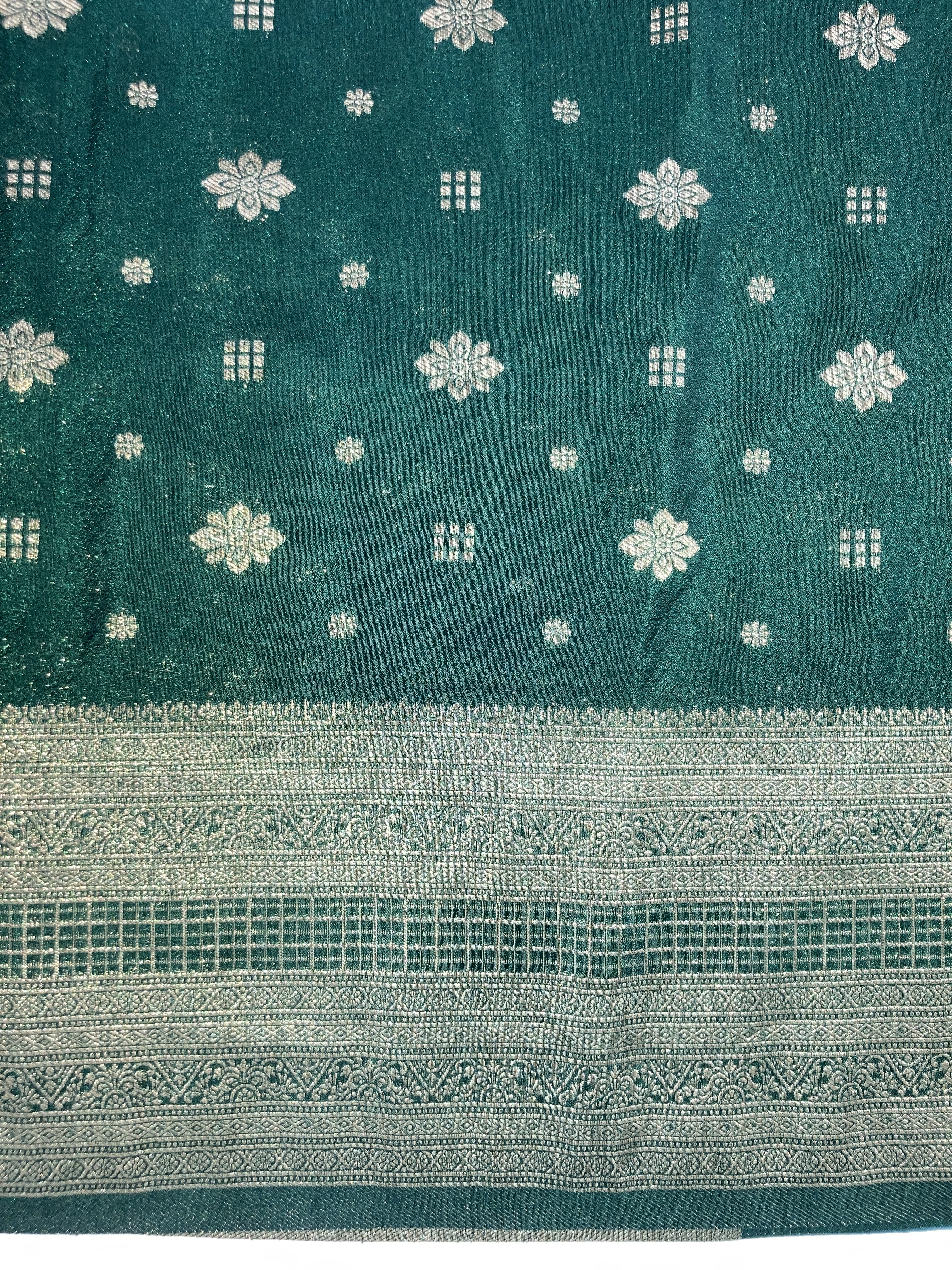  Dark Green Khaddi Semi Georgette Banarasi Saree