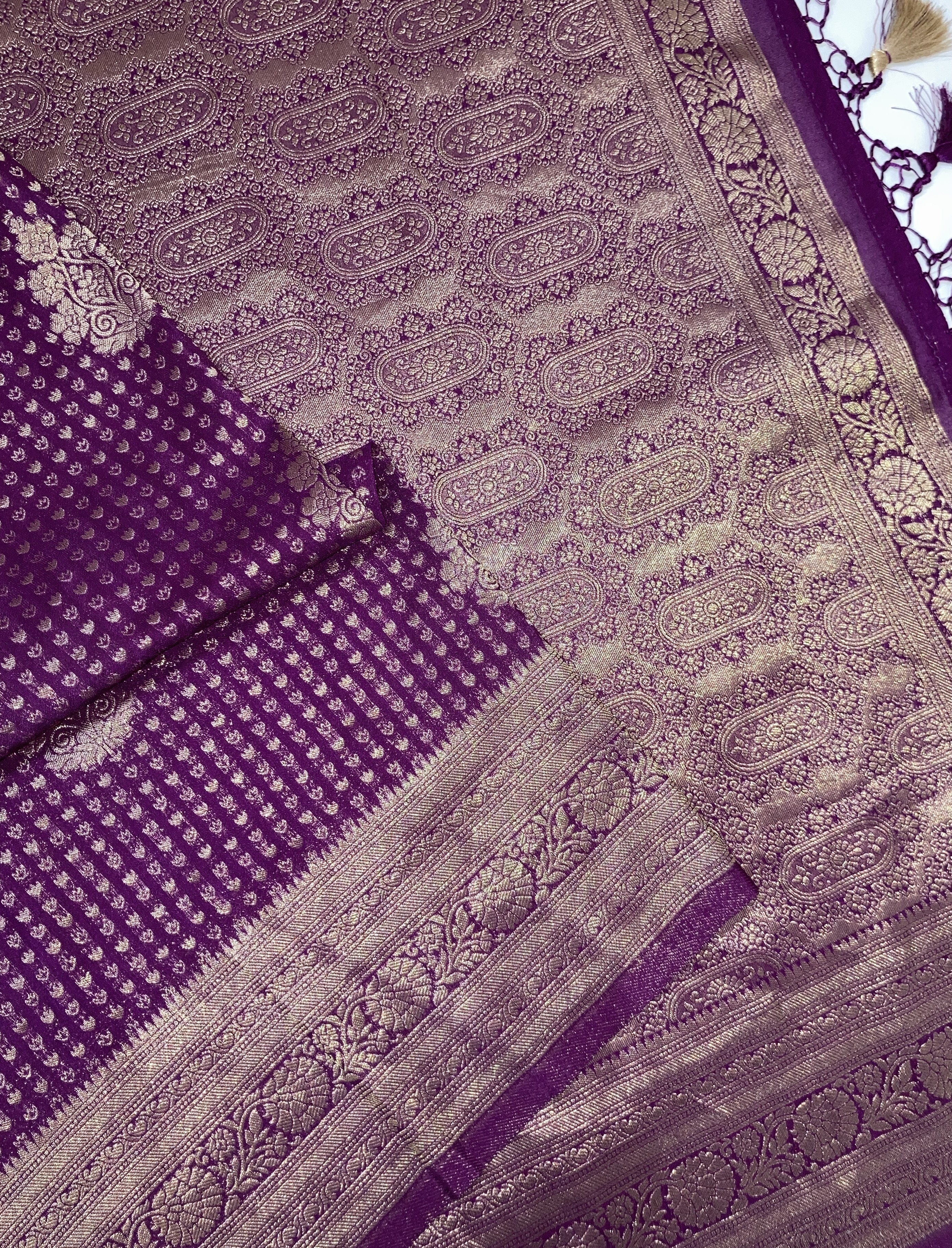 Eggplant Purple Khaddi Semi Georgette Banarasi Saree