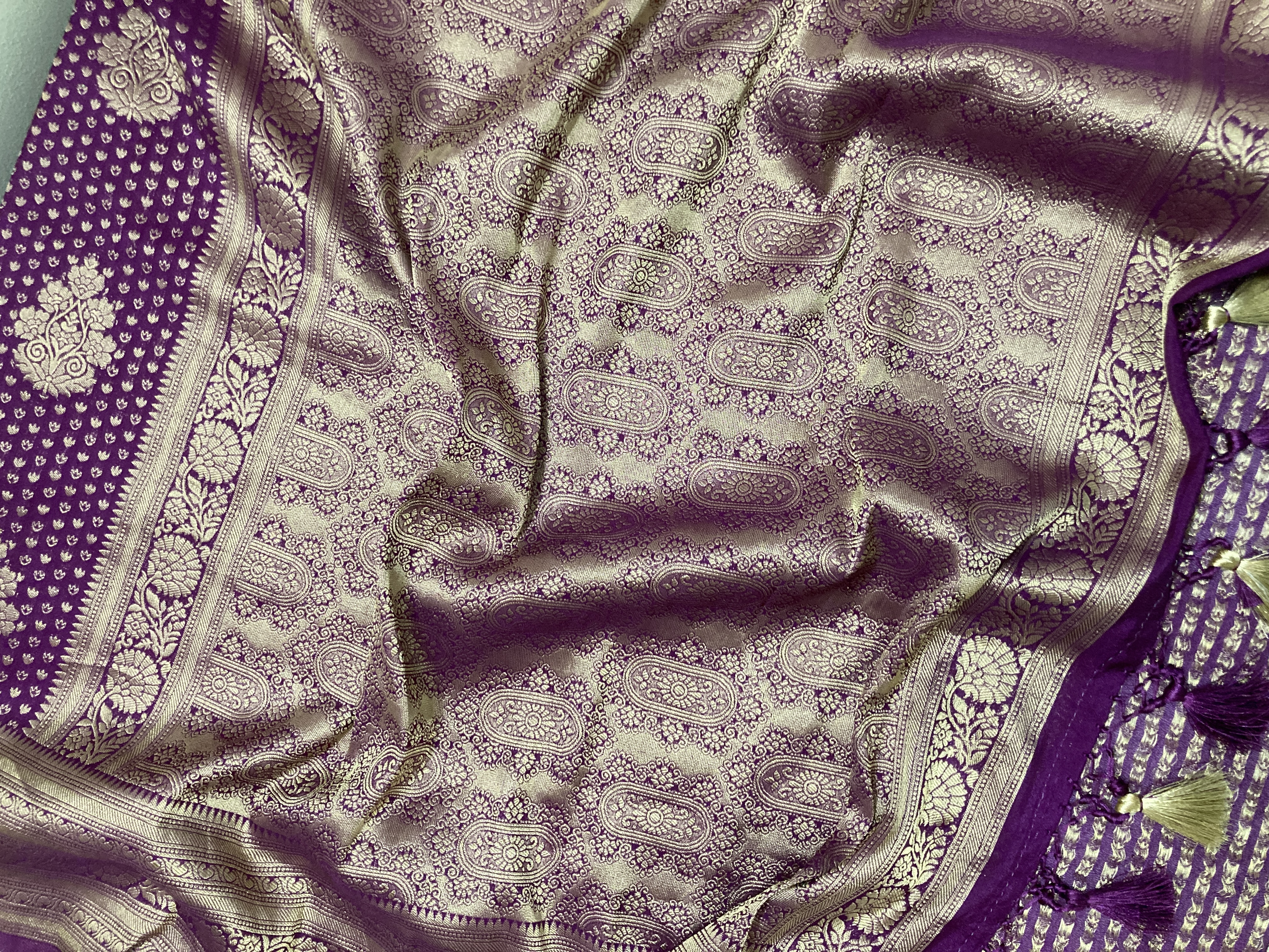 Eggplant Purple Khaddi Semi Georgette Banarasi Saree