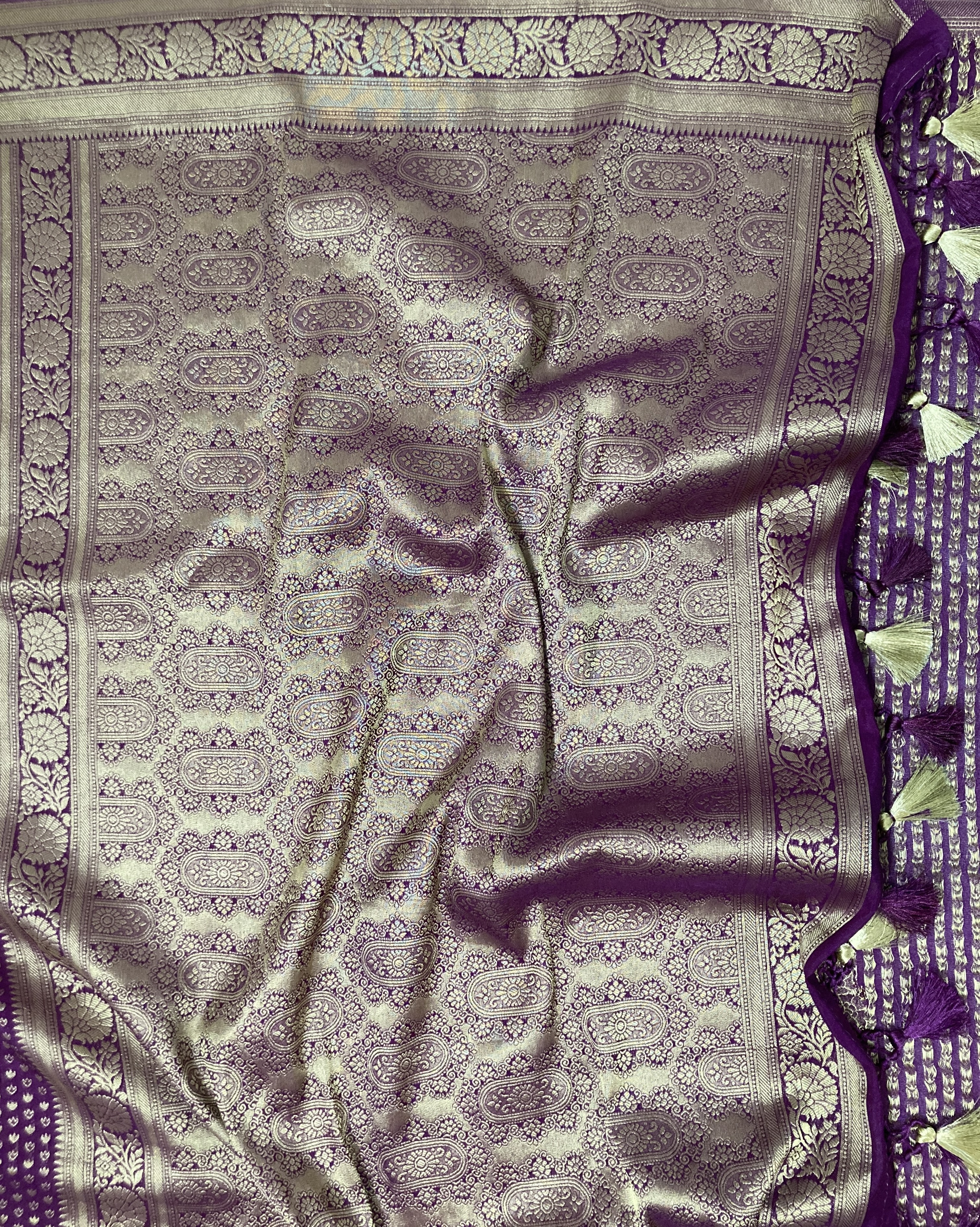 Eggplant Purple Khaddi Semi Georgette Banarasi Saree