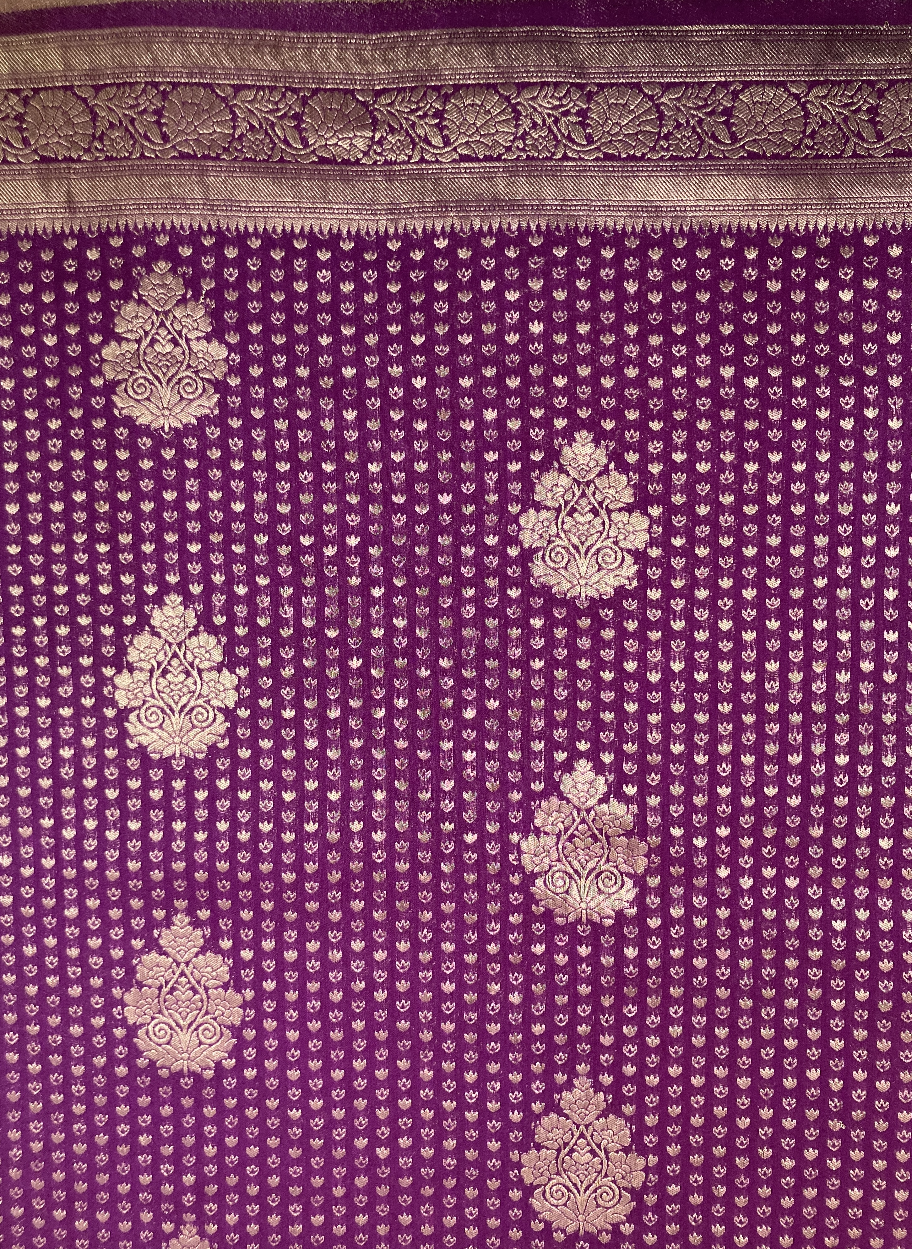 Eggplant Purple Khaddi Semi Georgette Banarasi Saree