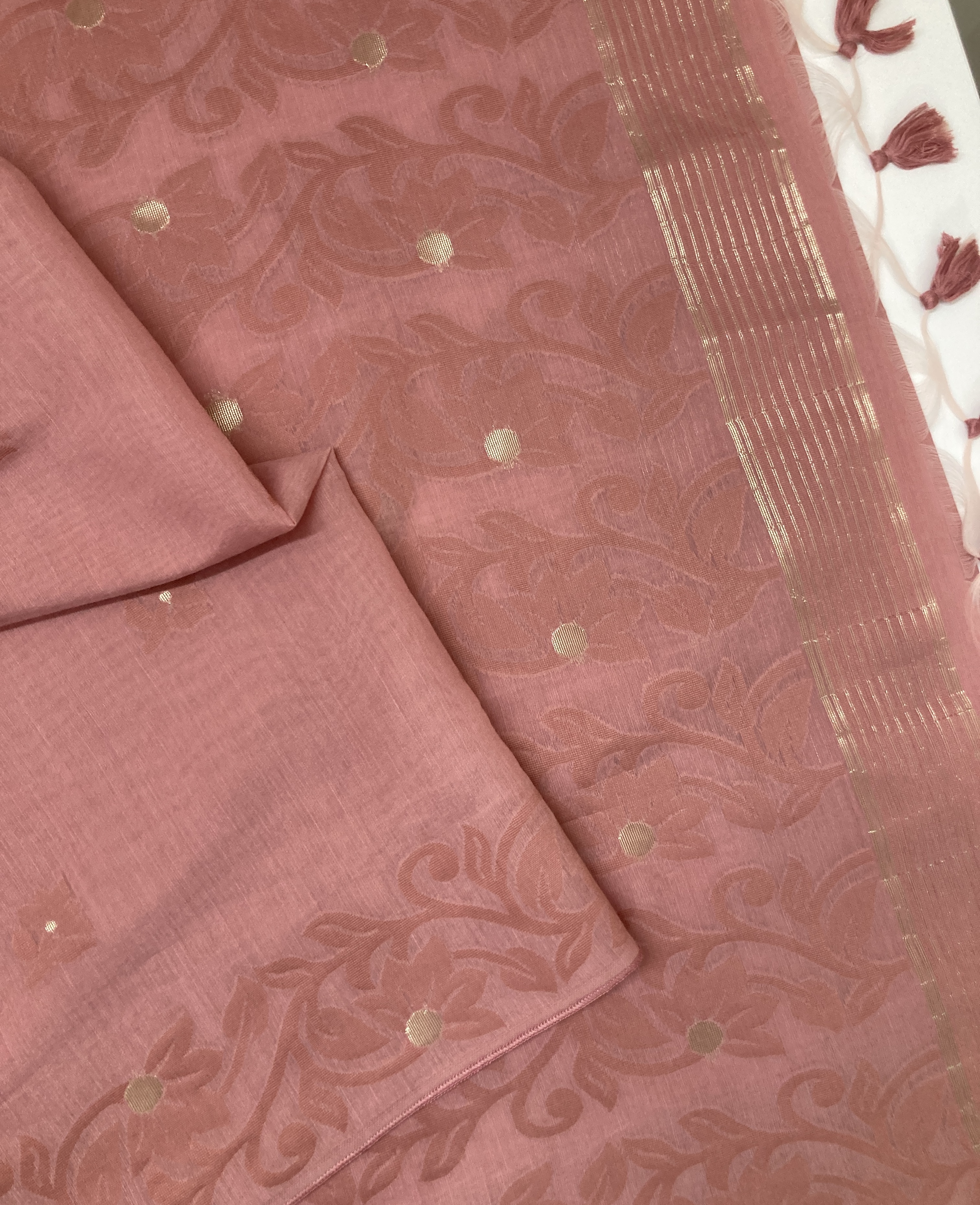 Mauve Pink Cotton Jamdani Saree