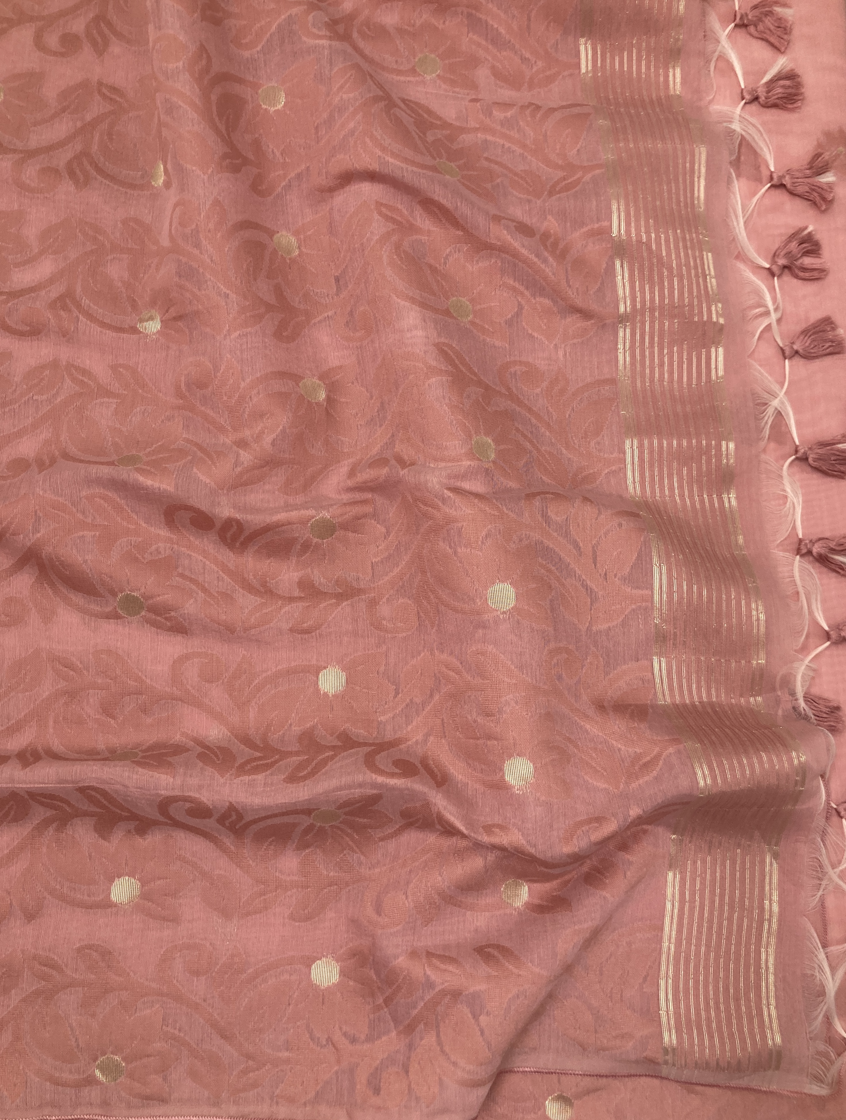  Mauve Pink Cotton Jamdani Saree