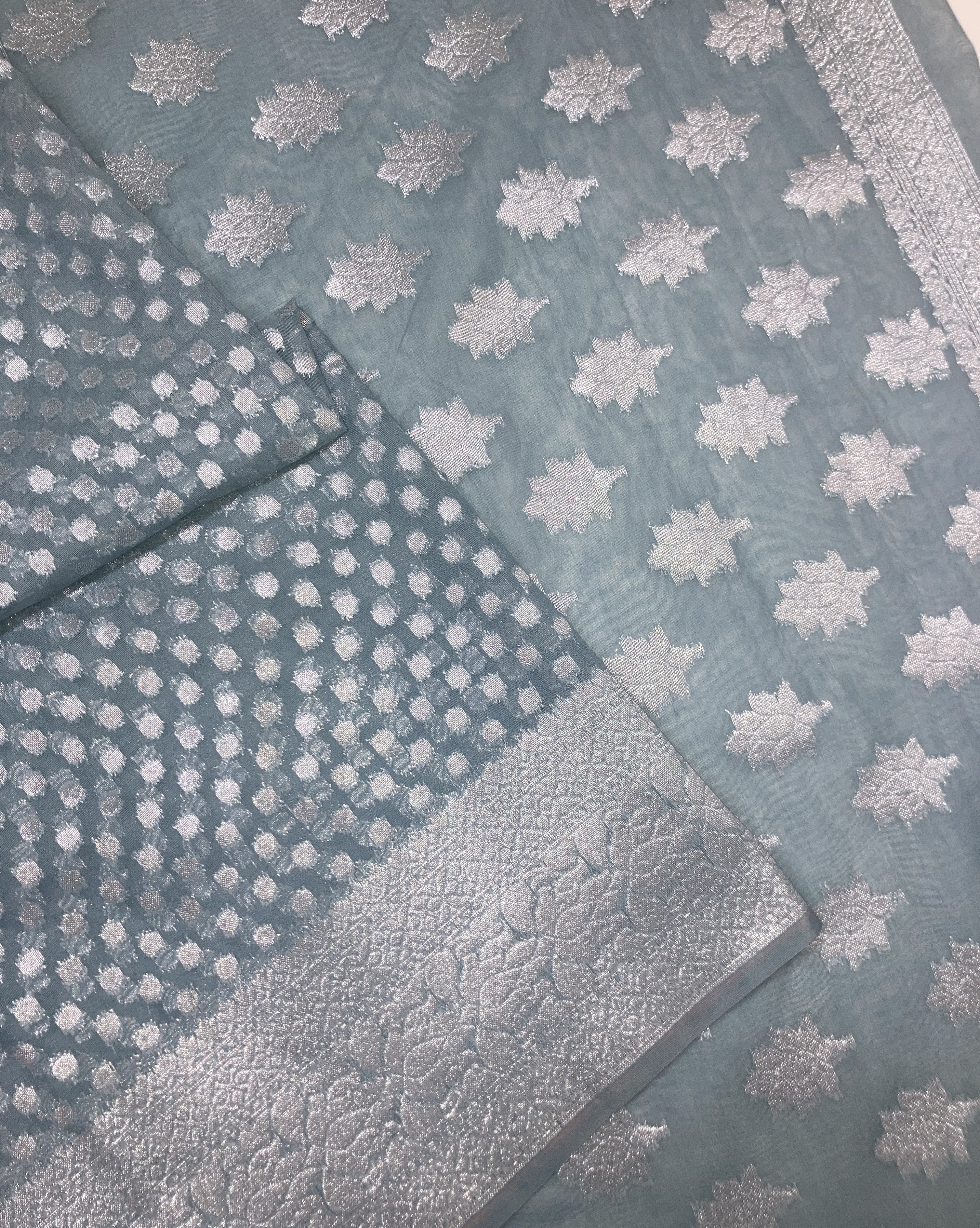 Grey Khaddi Semi Georgette Banarasi Saree