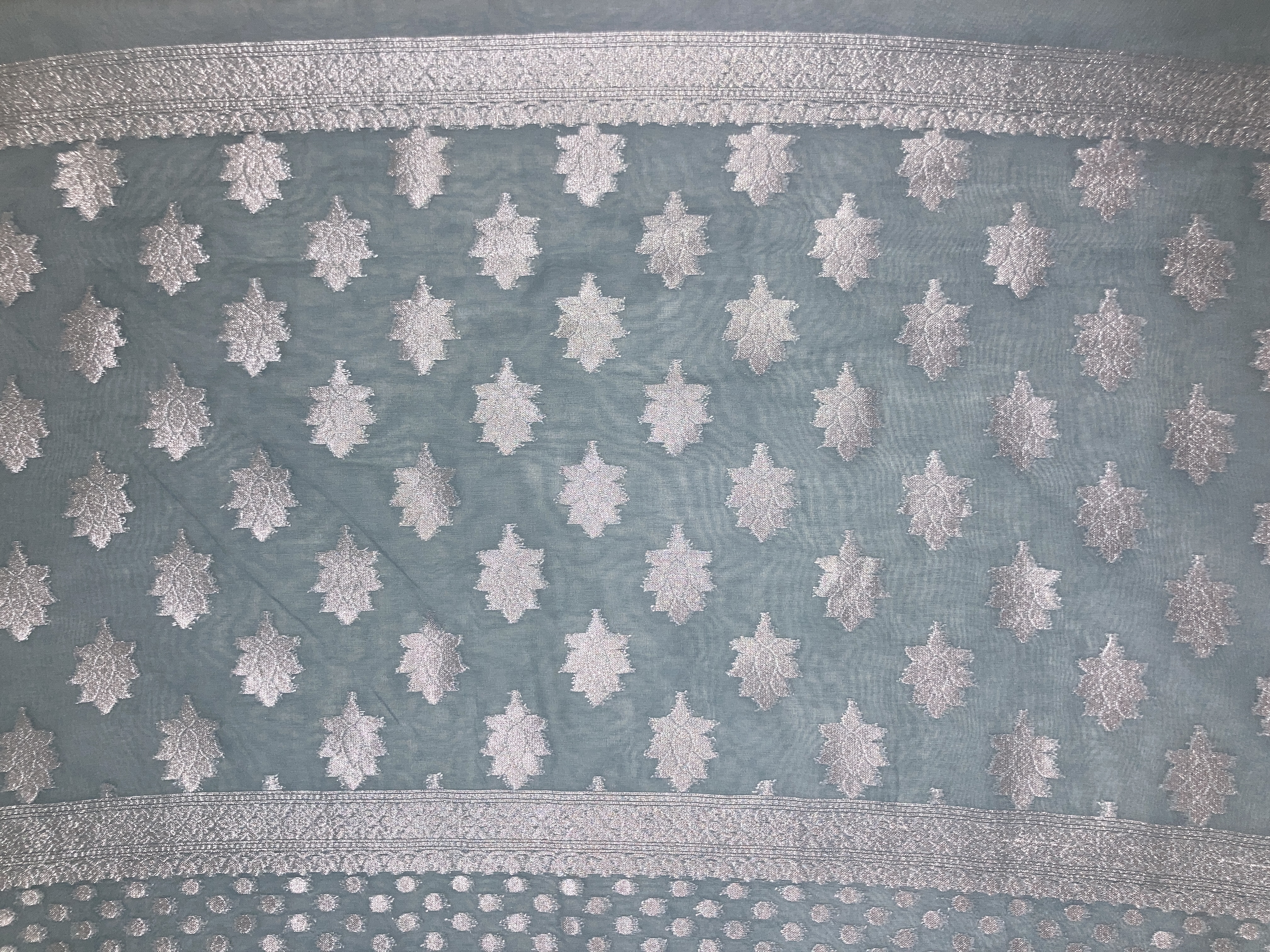 Grey Khaddi Semi Georgette Banarasi Saree