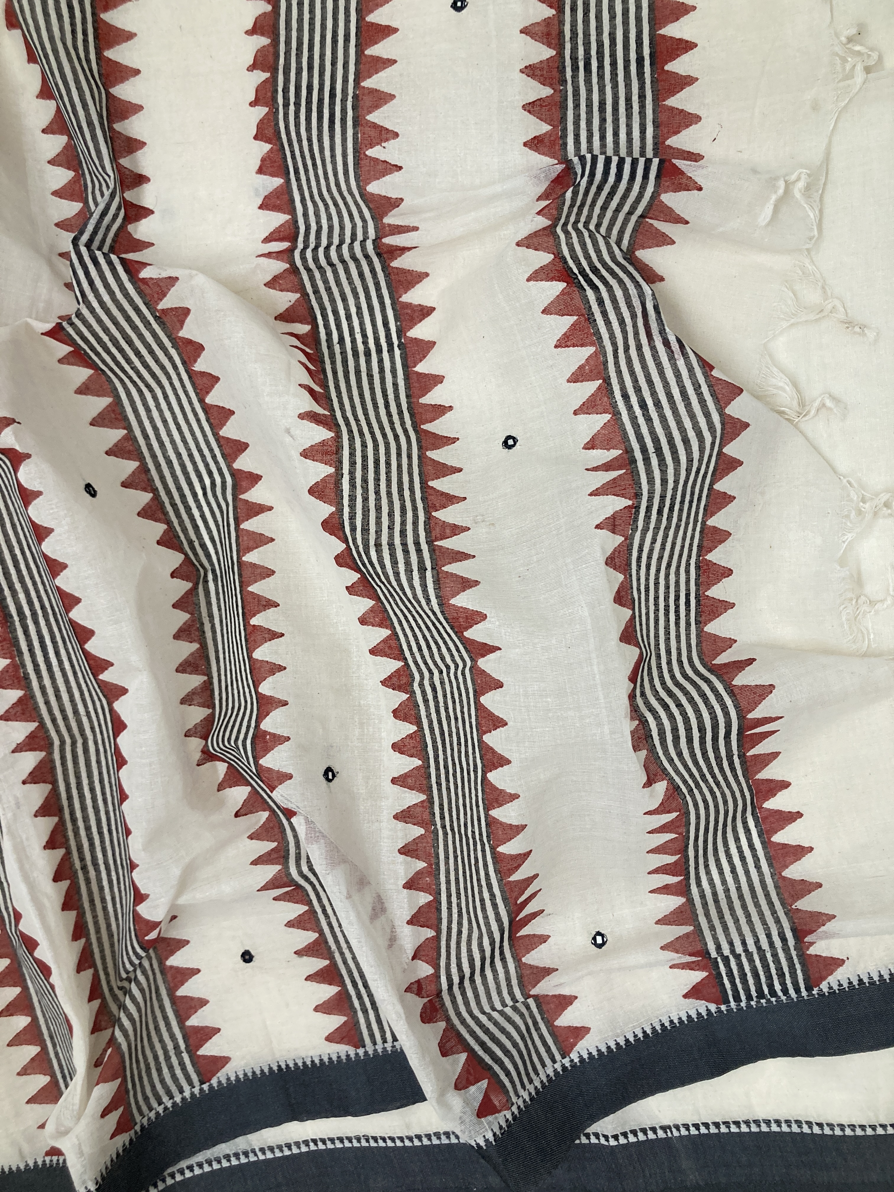 Black & White Dhaniakhali Handblock Print Saree