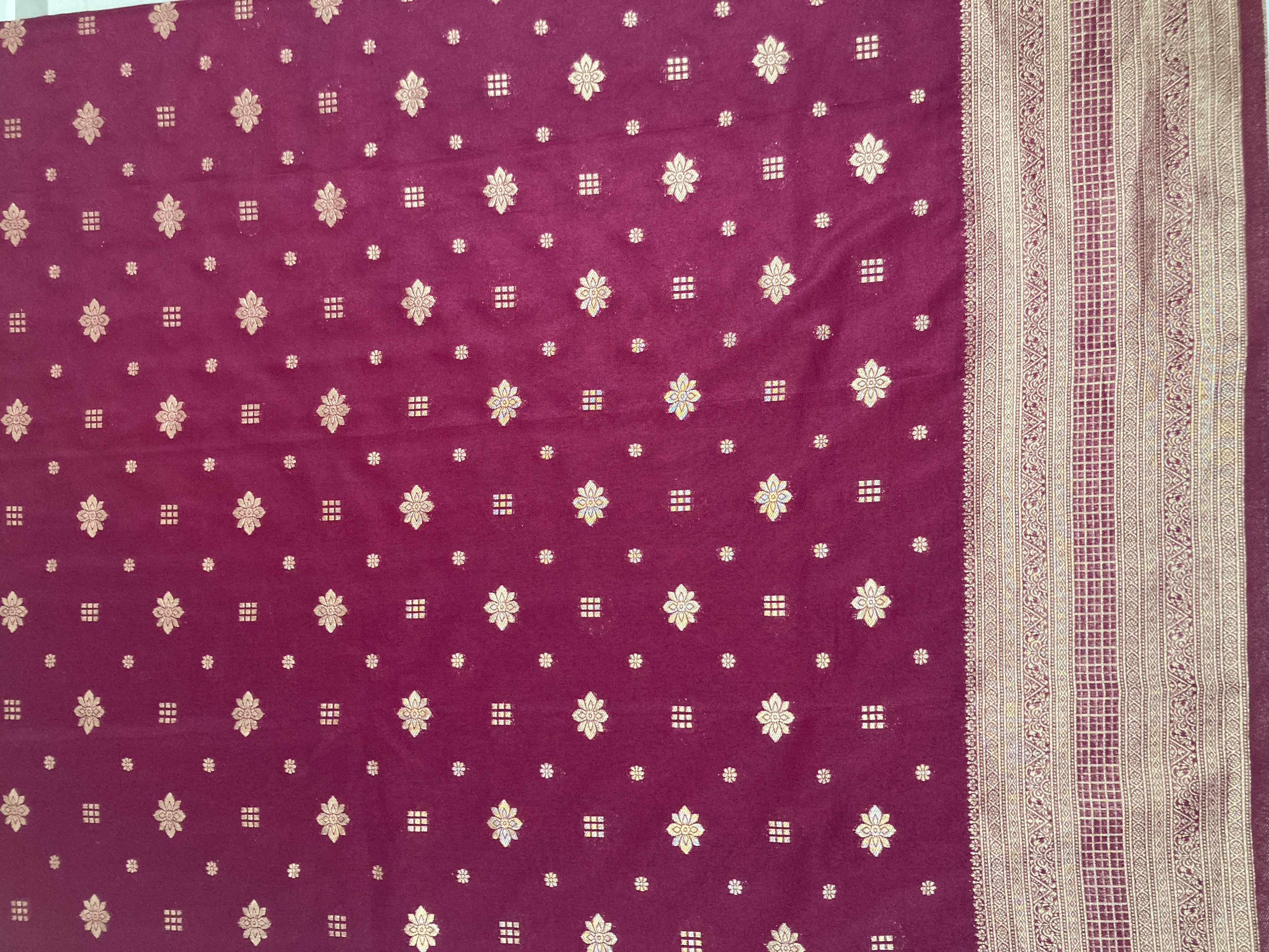Maroon Khaddi Semi Georgette Banarasi Saree