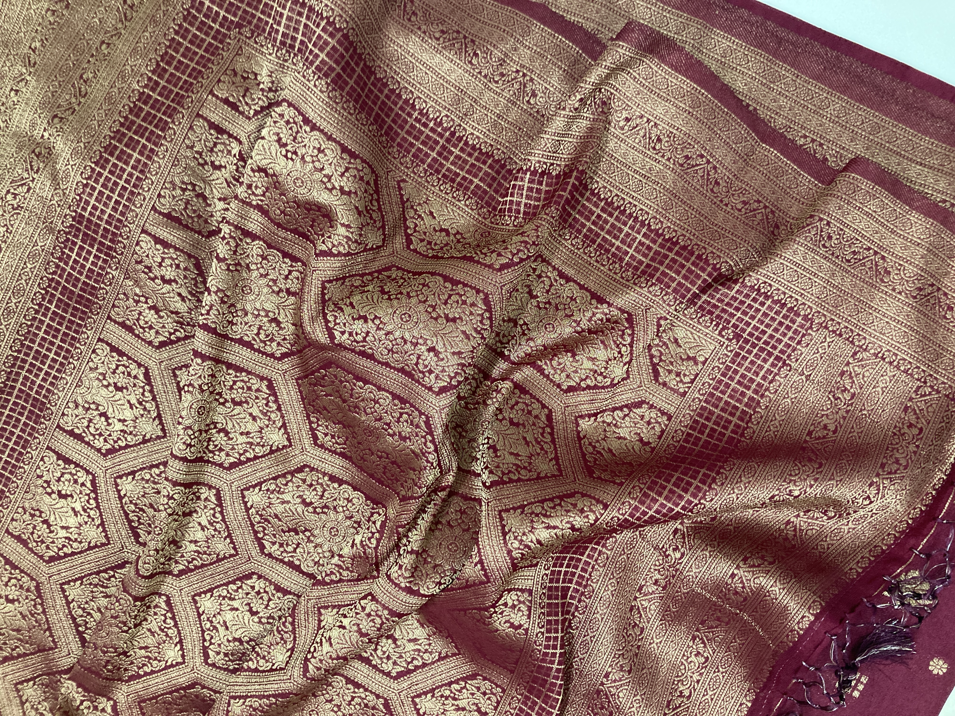Maroon Khaddi Semi Georgette Banarasi Saree