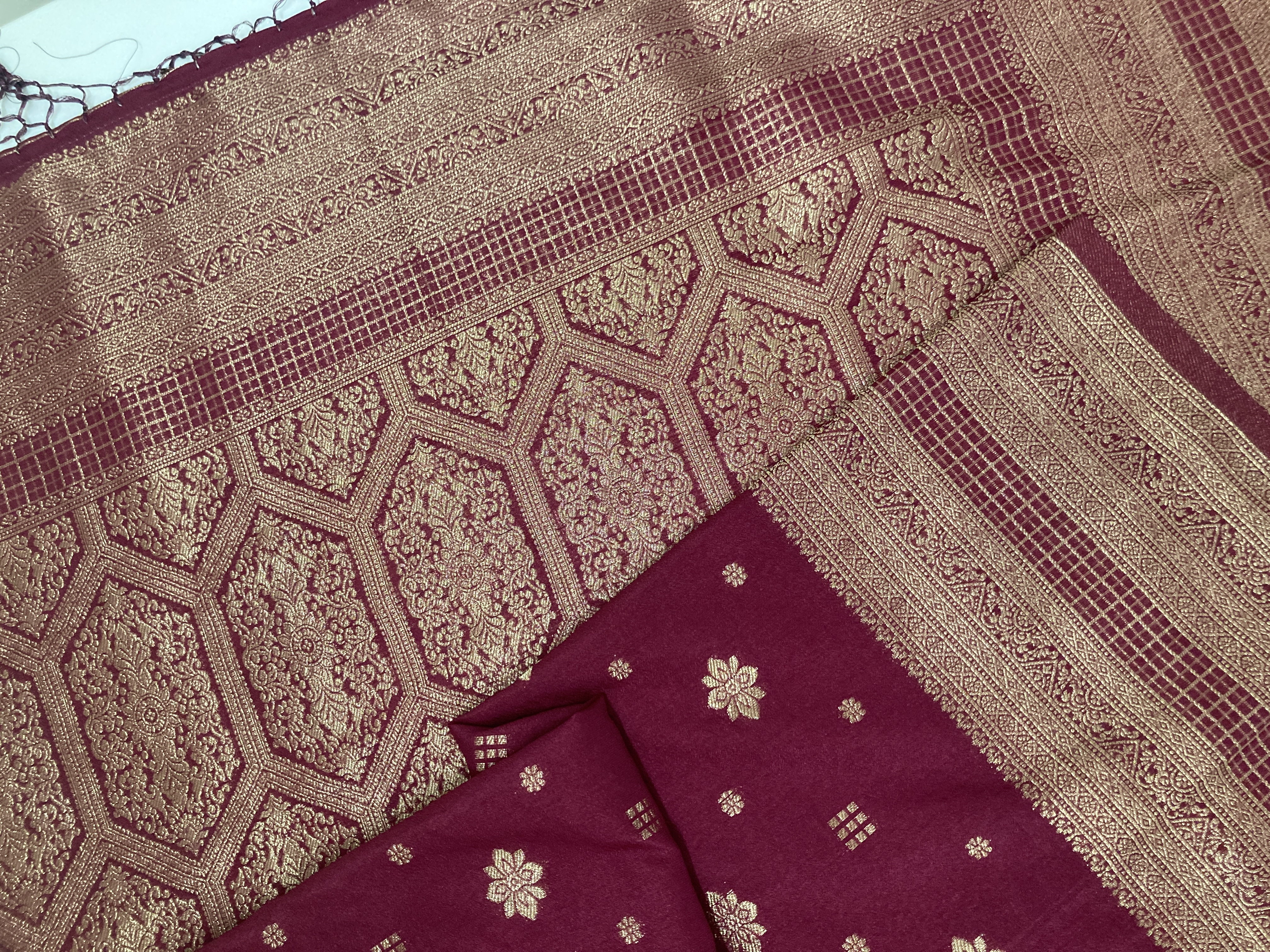 Maroon Khaddi Semi Georgette Banarasi Saree