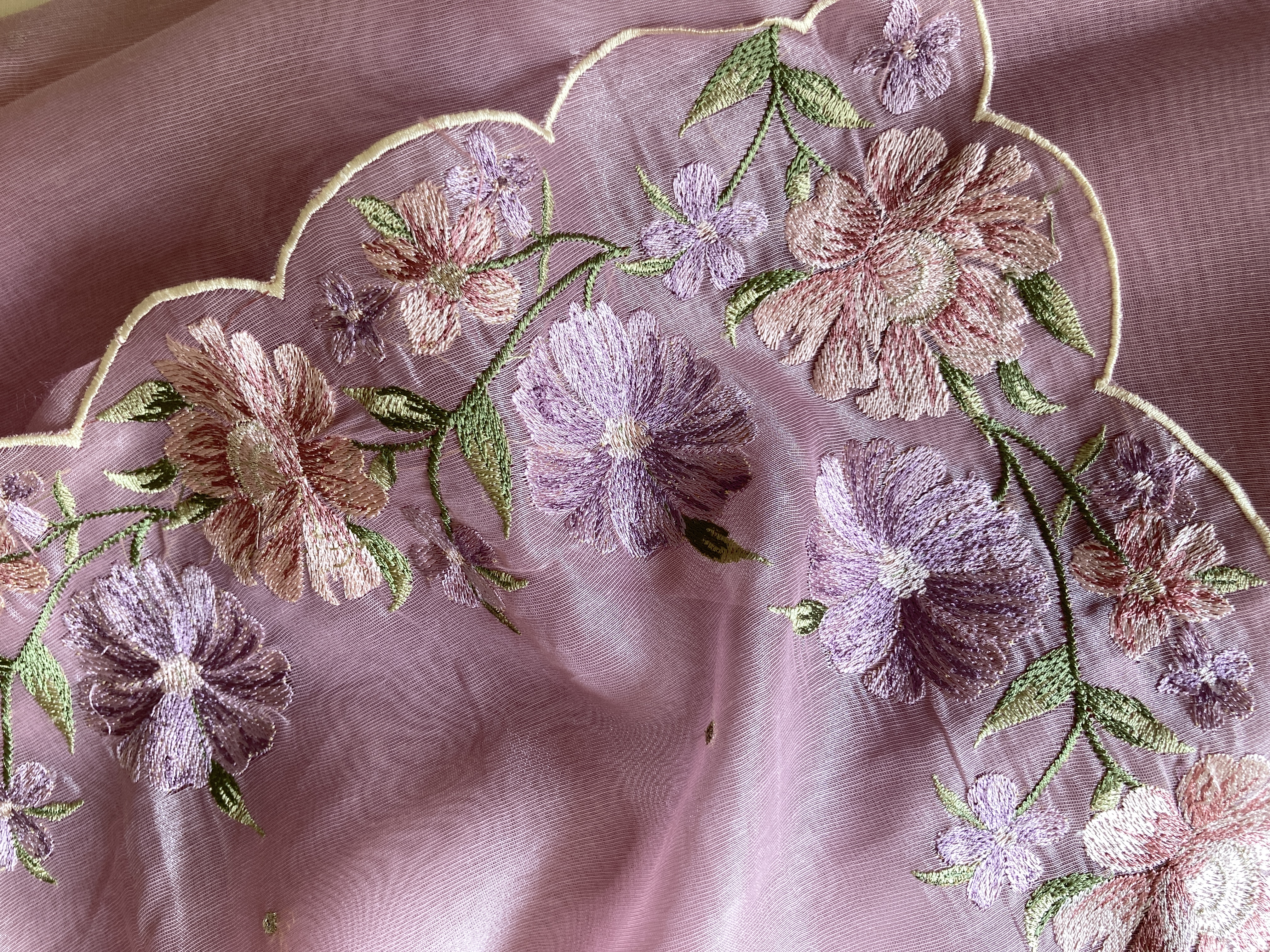 Mauve Tissue Blend Embroidered Saree