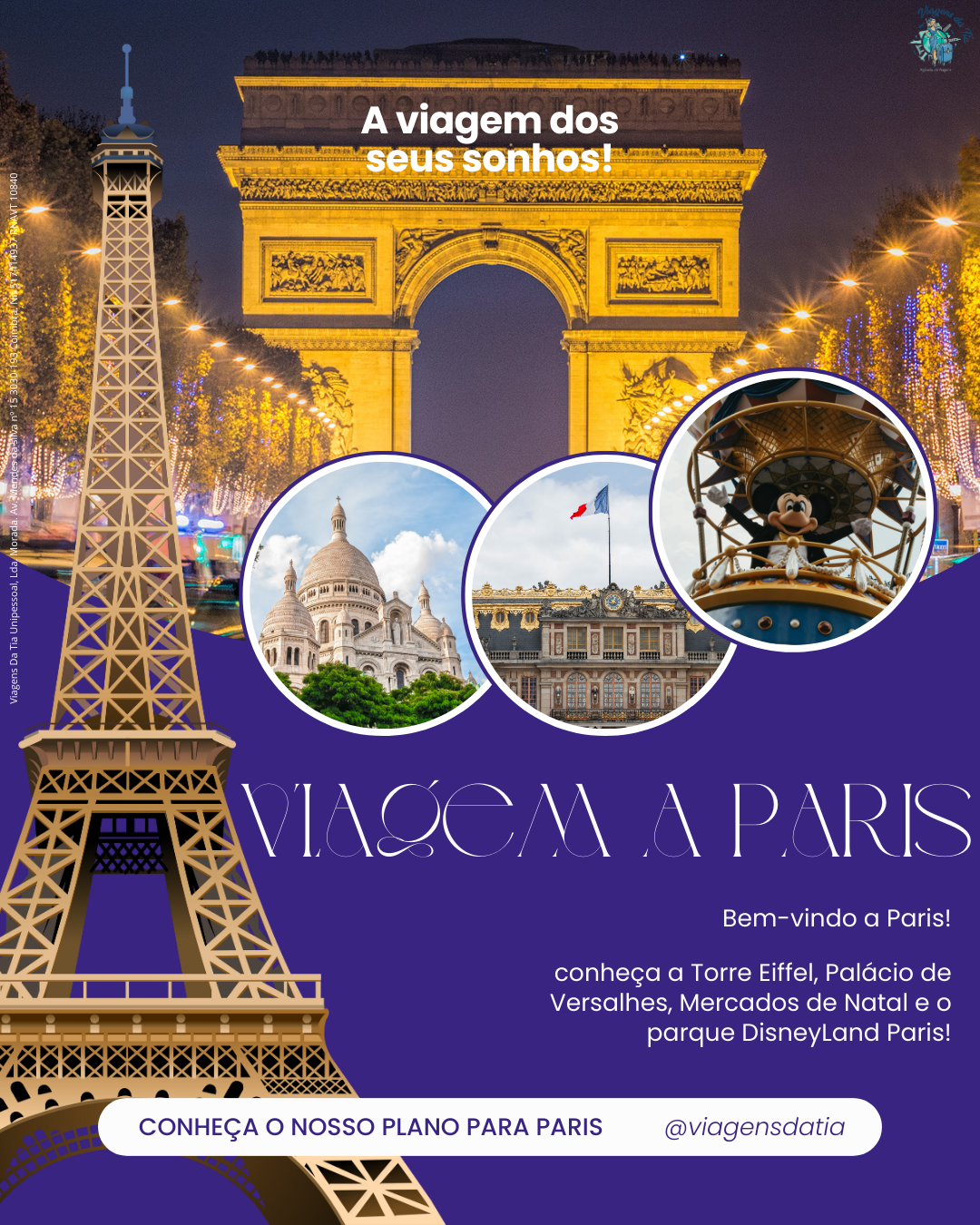 Paris, Versalhes, Mercados de Natal e DisneyLand (2 parques)