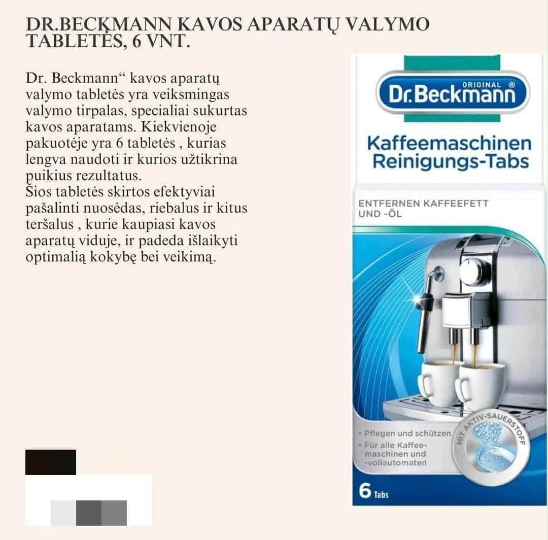 Kavos aparatų valymo tabletės Dr.Beckmann, 6 vnt.