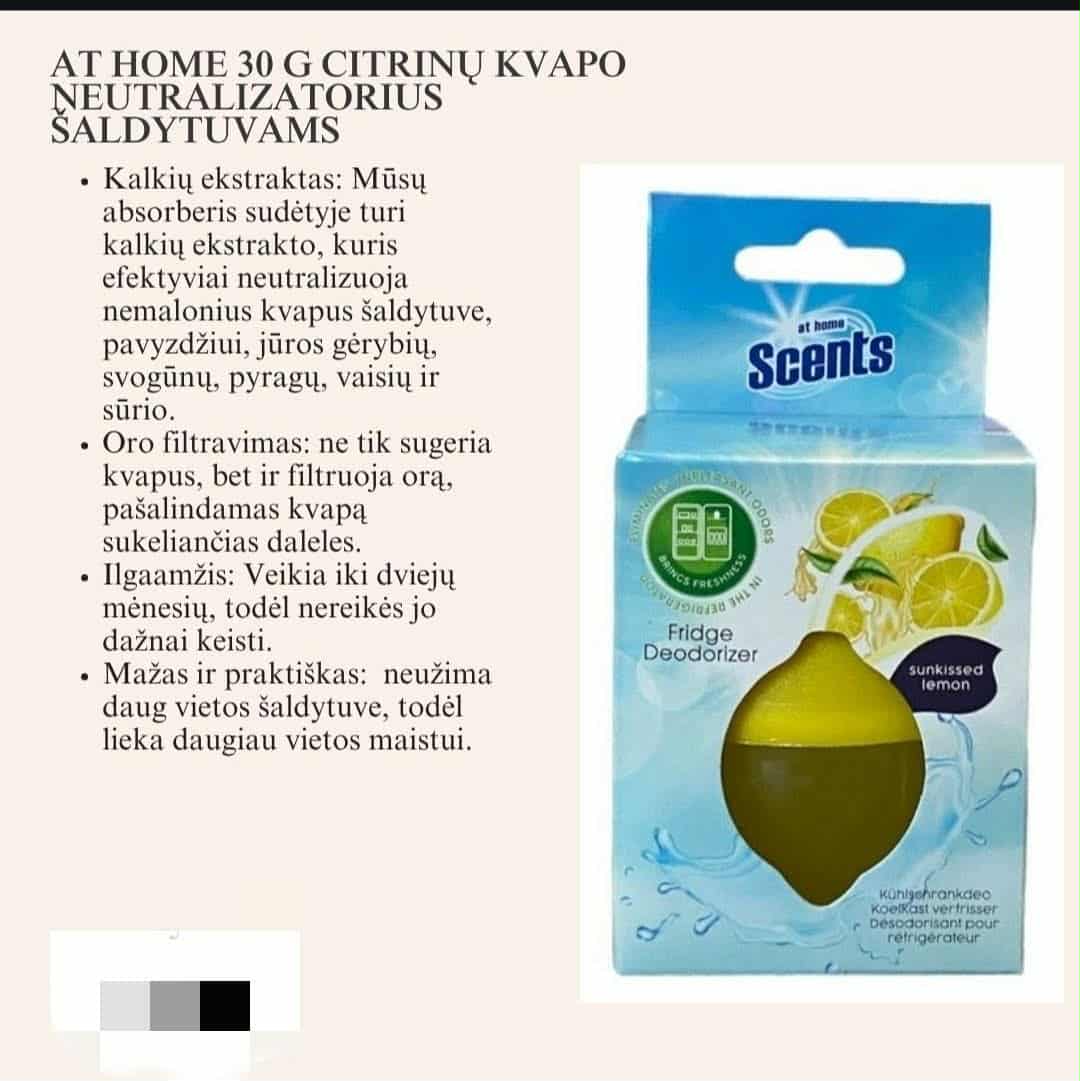 Šaldytuvo kvapo neutralizatorius su citrinos aromatu