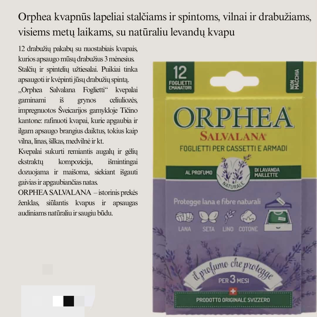 Orphea kvapnūs lapeliai drabužiams