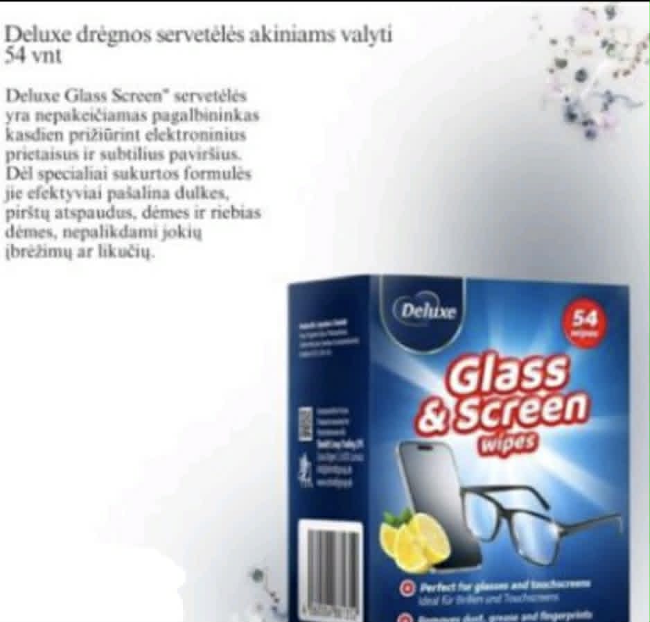 Deluxe drėgnos servetėlės akiniams ir ekranams