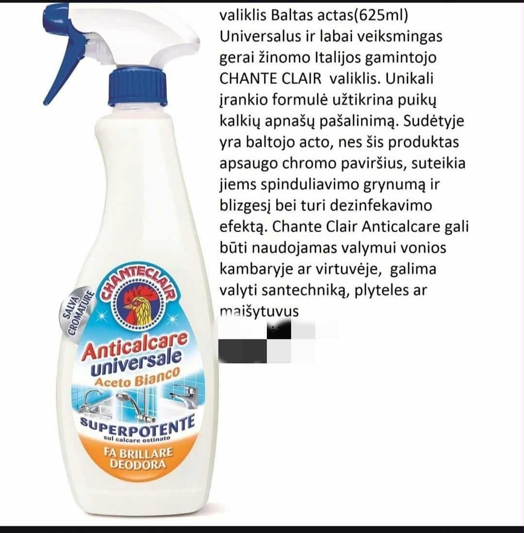Universalus kalkių valiklis CHANTE CLAIR Aceto Bianco (625 ml)