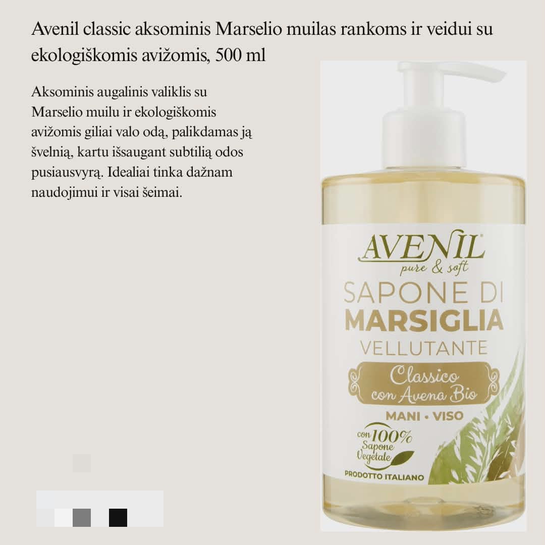 Avenil aksominis Marselio veido prausiklis ir muilas