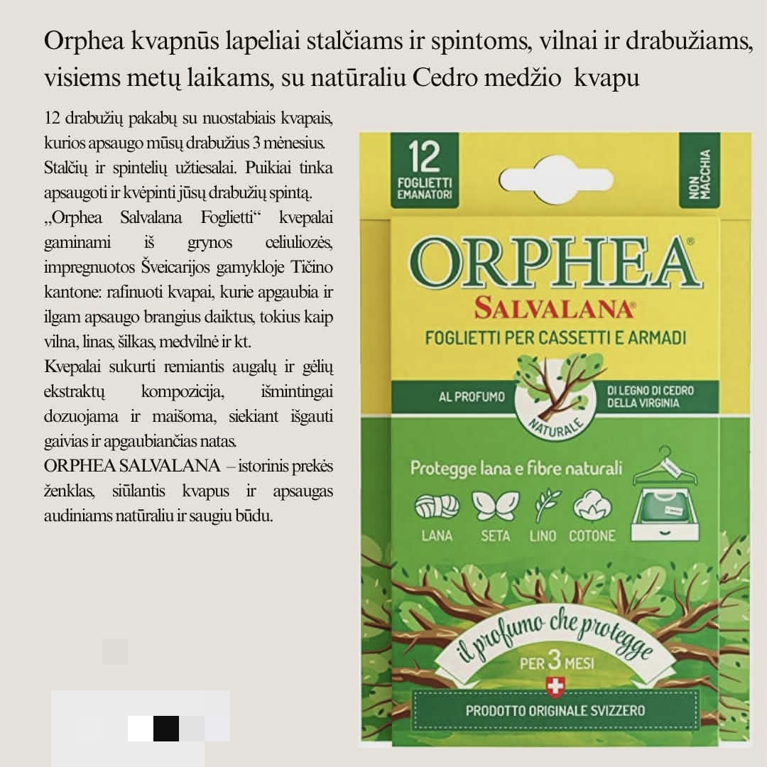 Orphea kvapnūs lapeliai drabužiams