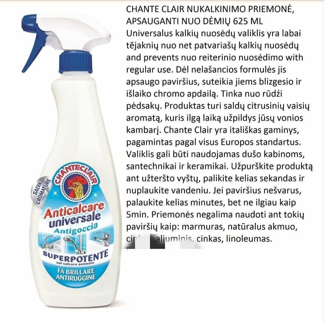 Chante Clair nukalkinimo priemonė