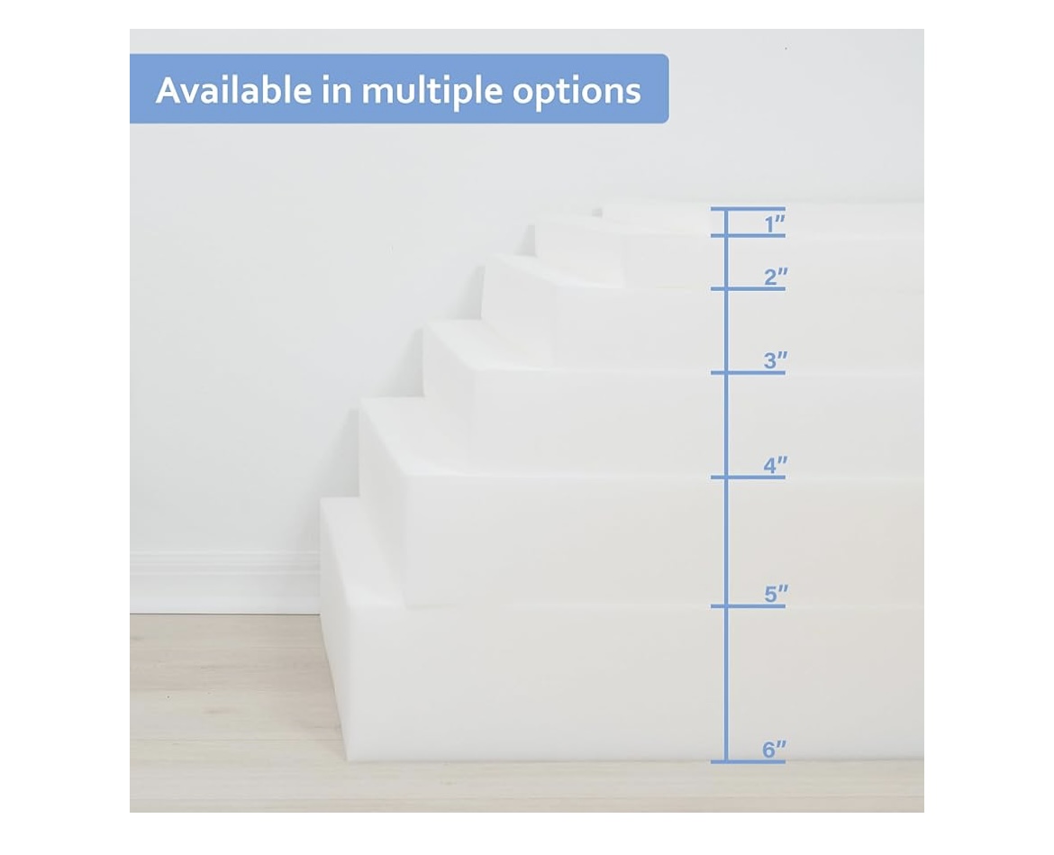24" x 72" Upholstery Foam Sheet – 1.8 LB Density, Made in USA, High-Quality Cushioning for Furniture