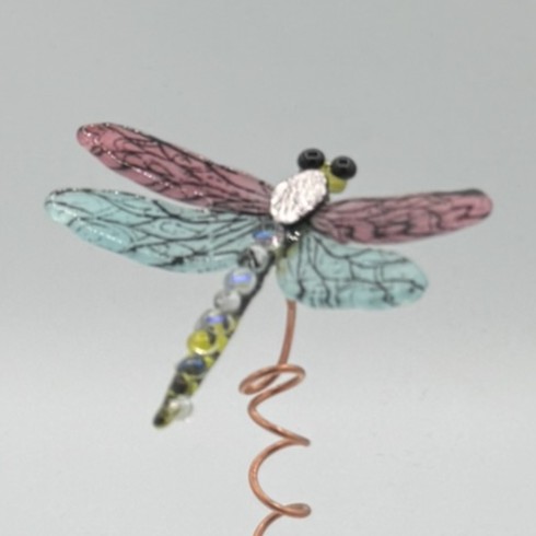 Fused Glass - 4" Whimsy Dragonfly D010