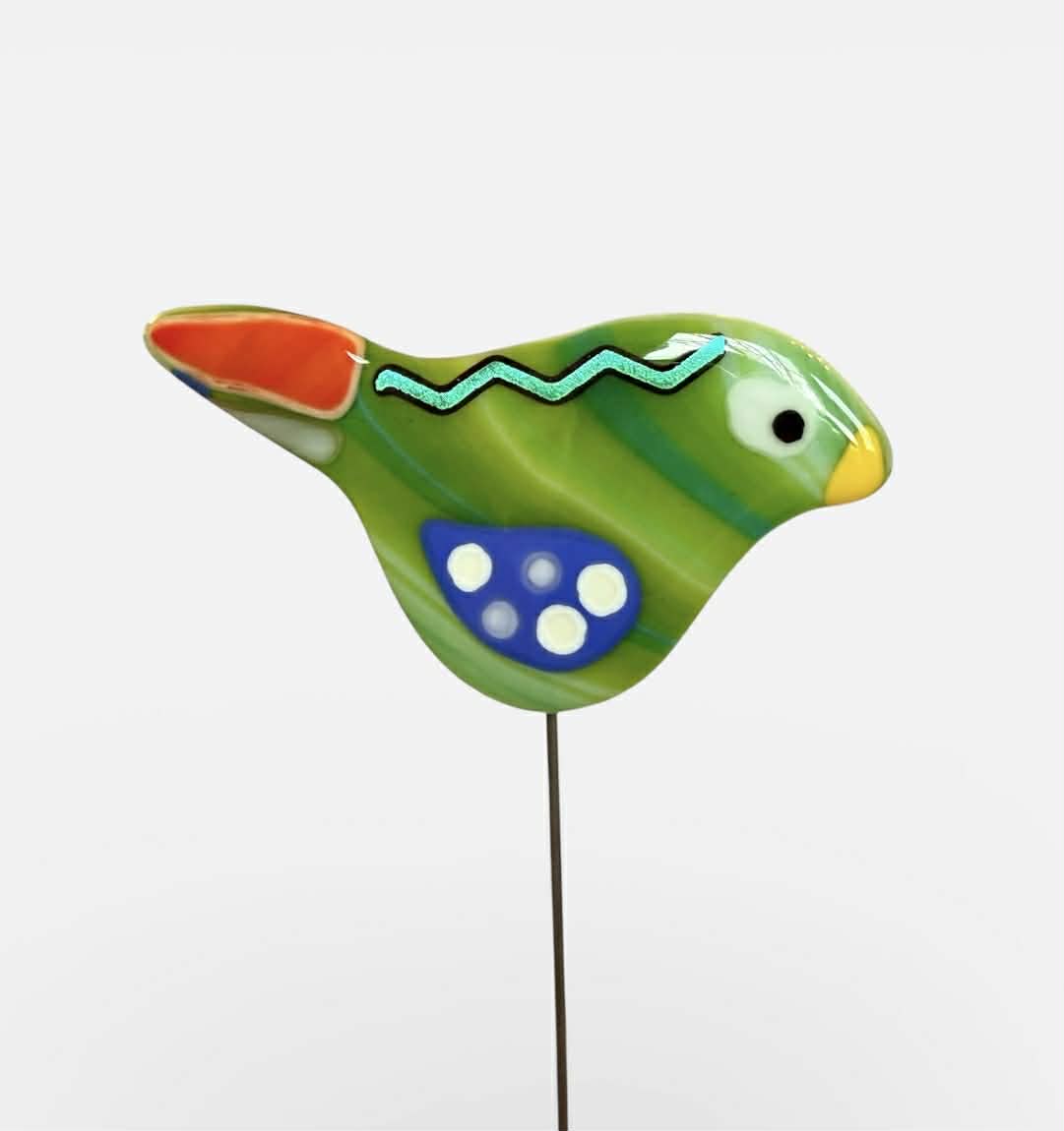 Whimsical Glass Bird Garden Stake