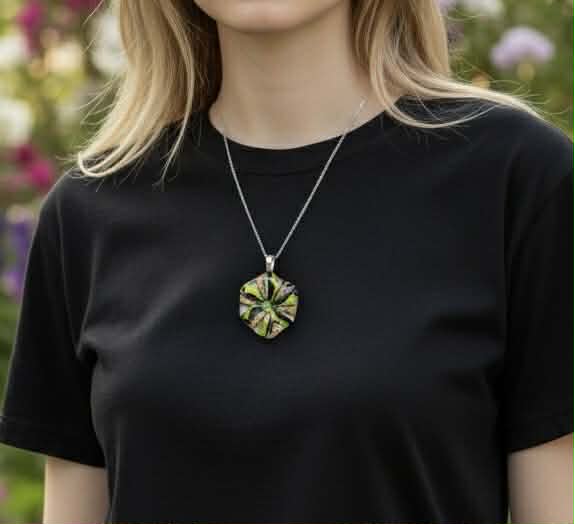 Dichroic & Clear Swirl Glass Pendant 