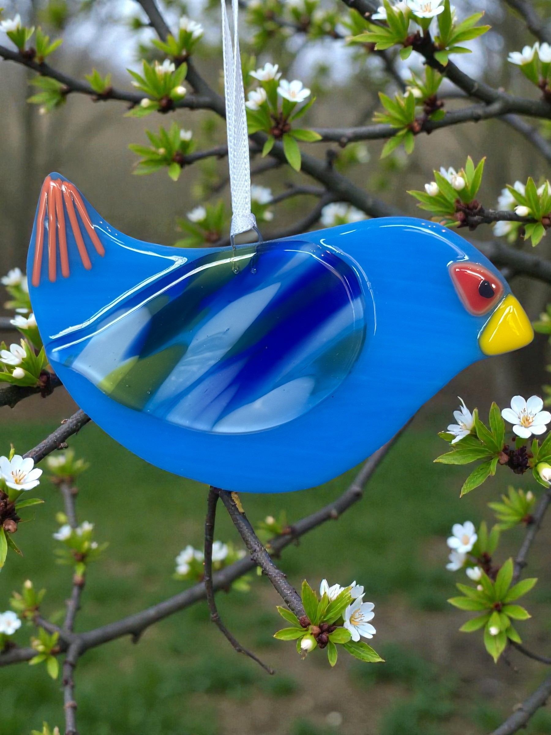 Whimsical Glass Bird Sun Catcher