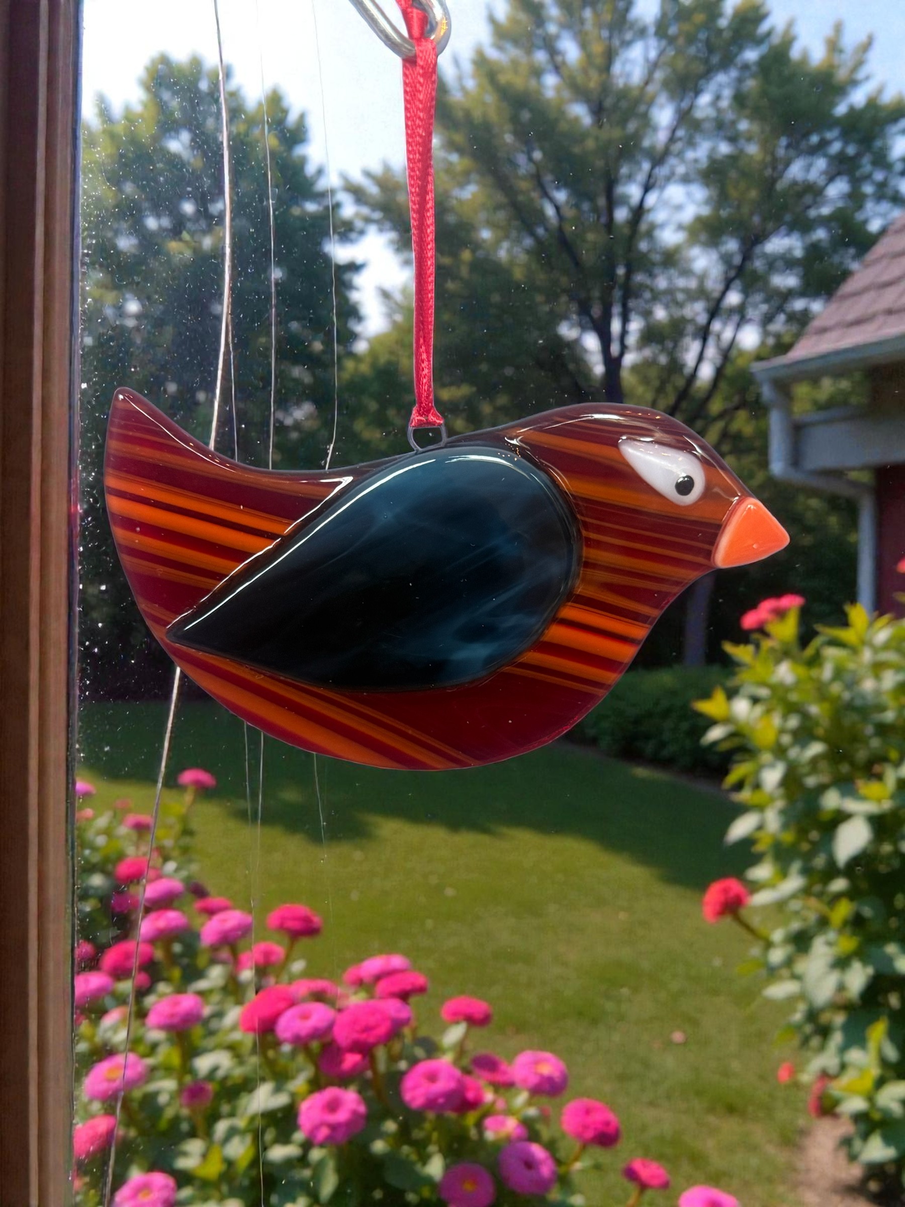 Whimsical Glass Bird Sun Catcher