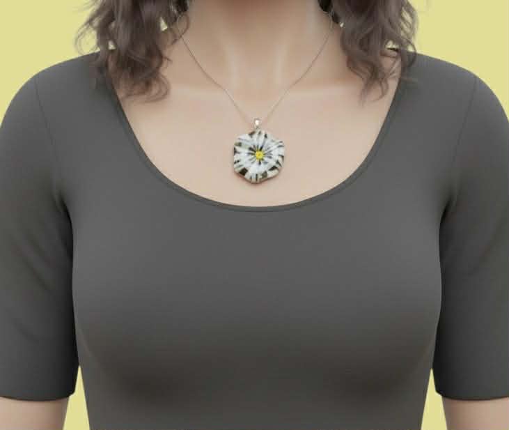 Opalescent Brown and White Swirl Glass Pendant 