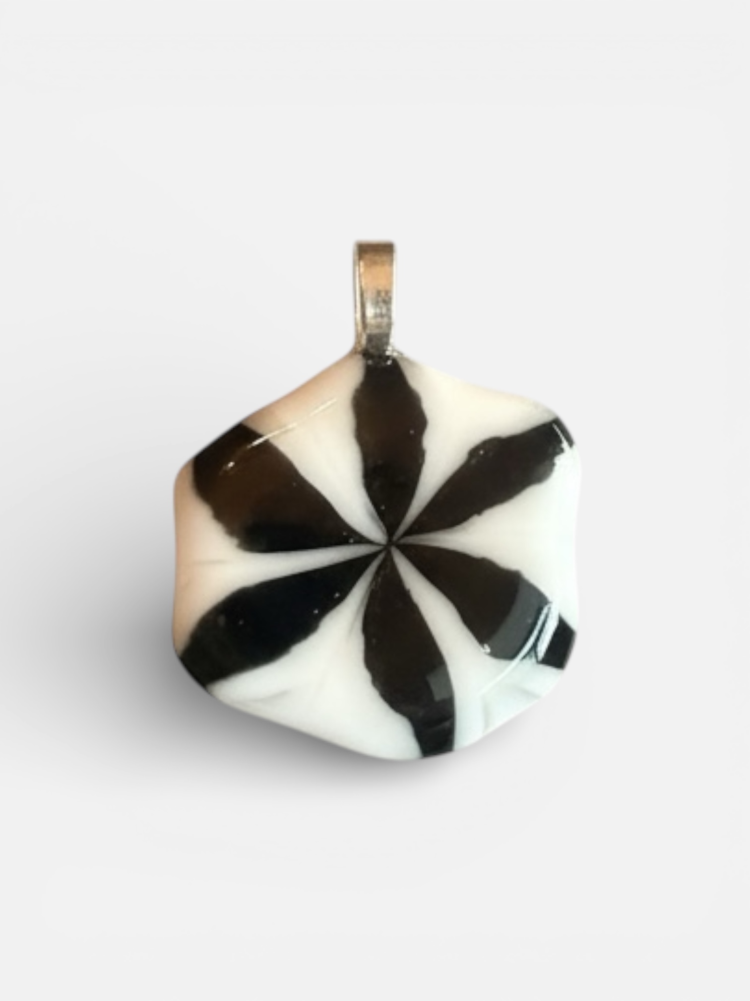 Opalescent Black & White Swirl Glass Pendant 