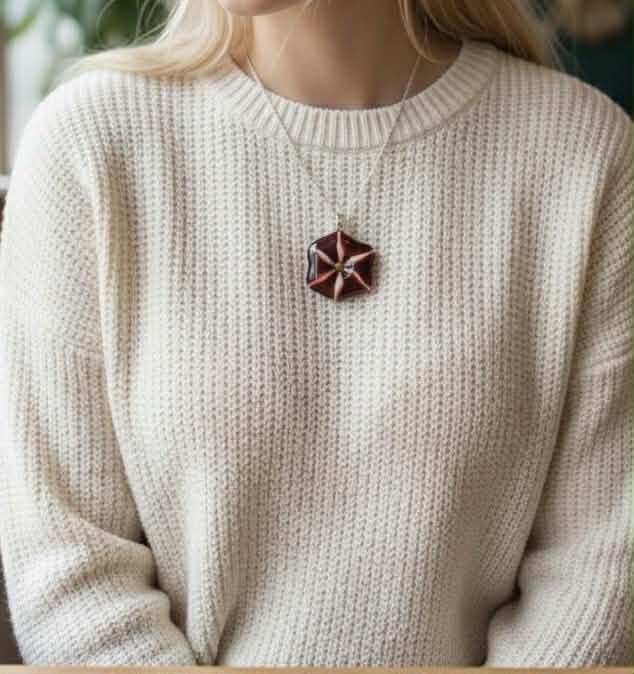 Opalescent Red and White Swirl Glass Pendant 