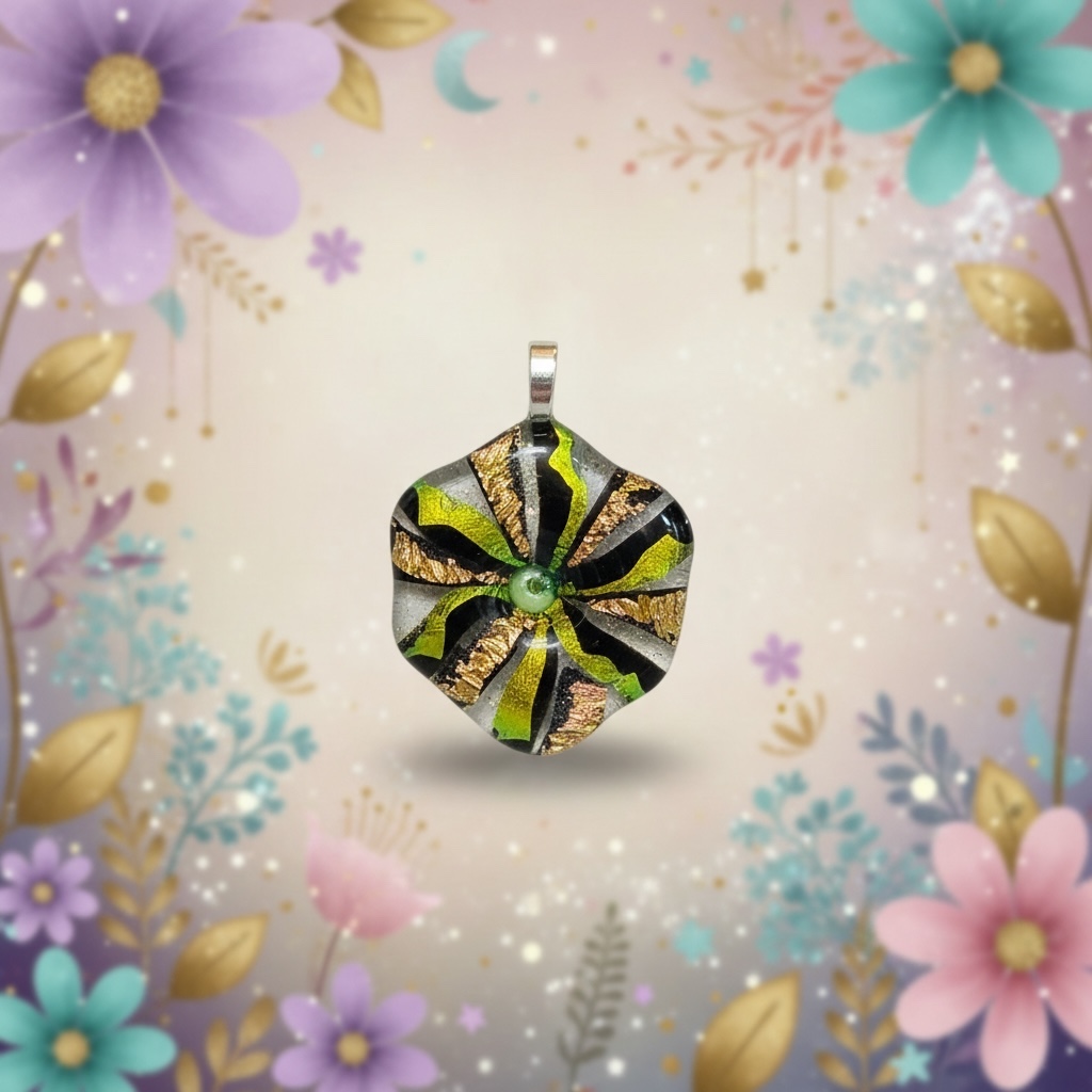 Dichroic & Clear Swirl Glass Pendant