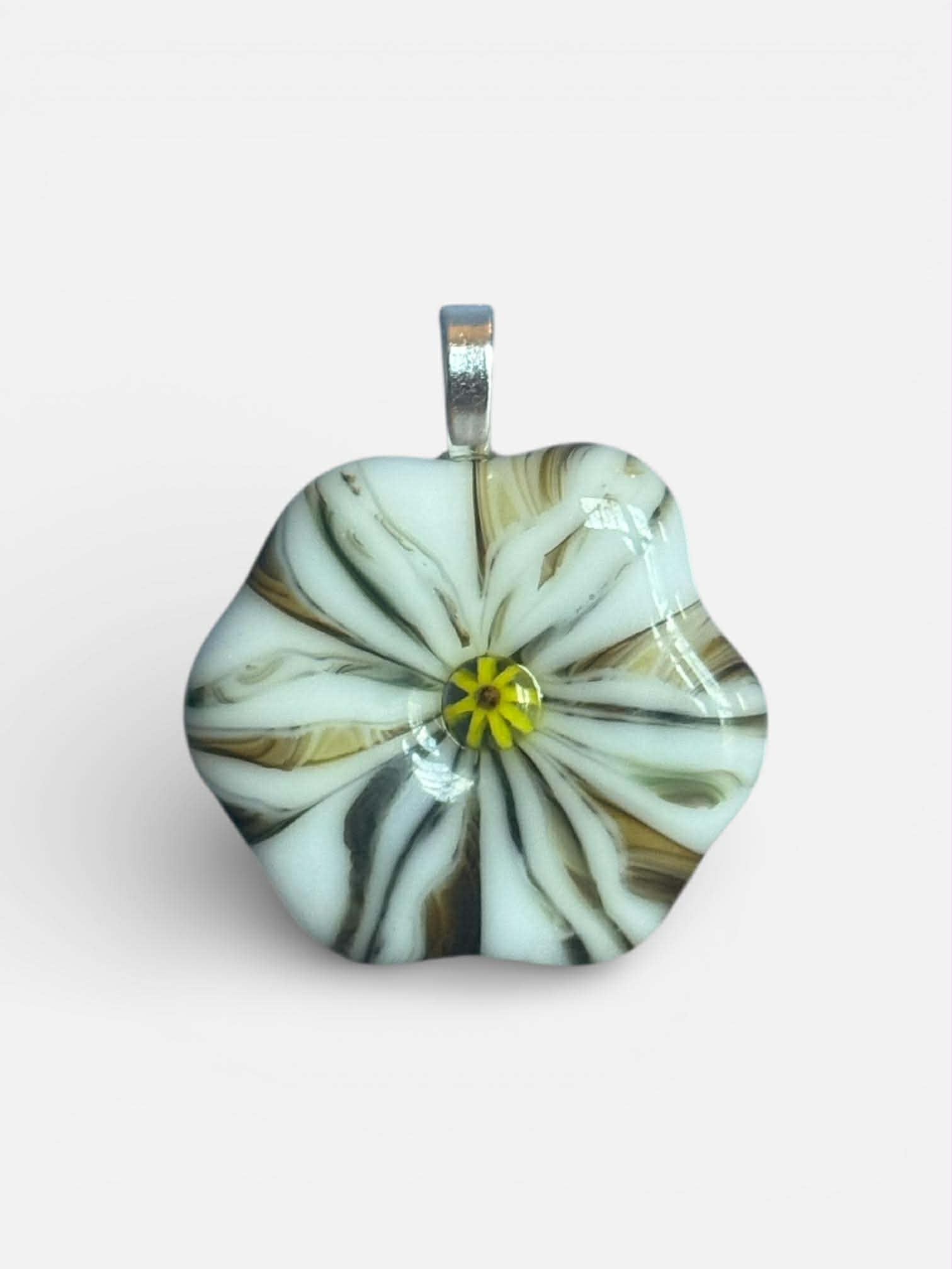Opalescent Brown and White Swirl Glass Pendant