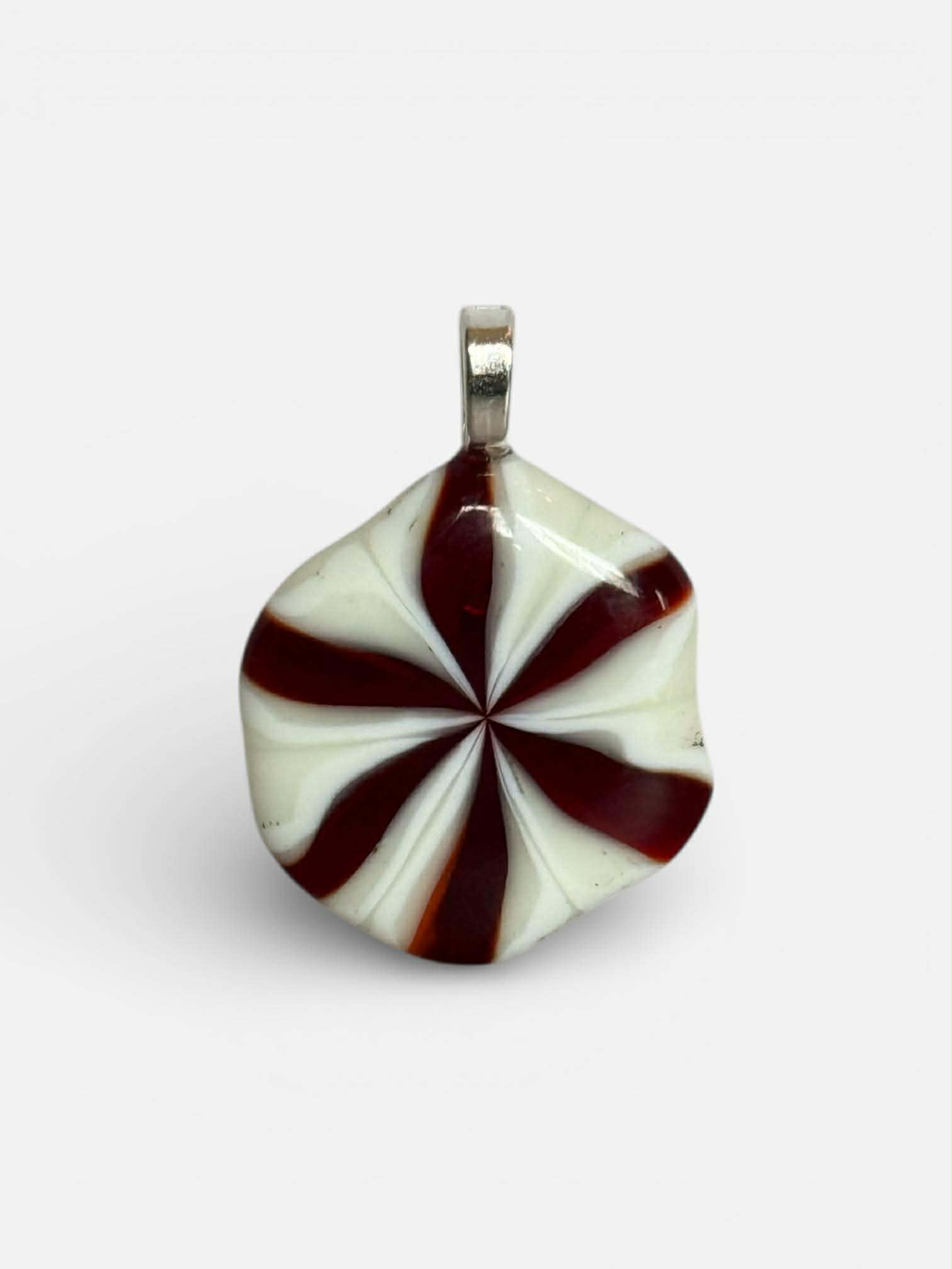 Opalescent Red, Vanilla & White Swirl Glass Pendant 