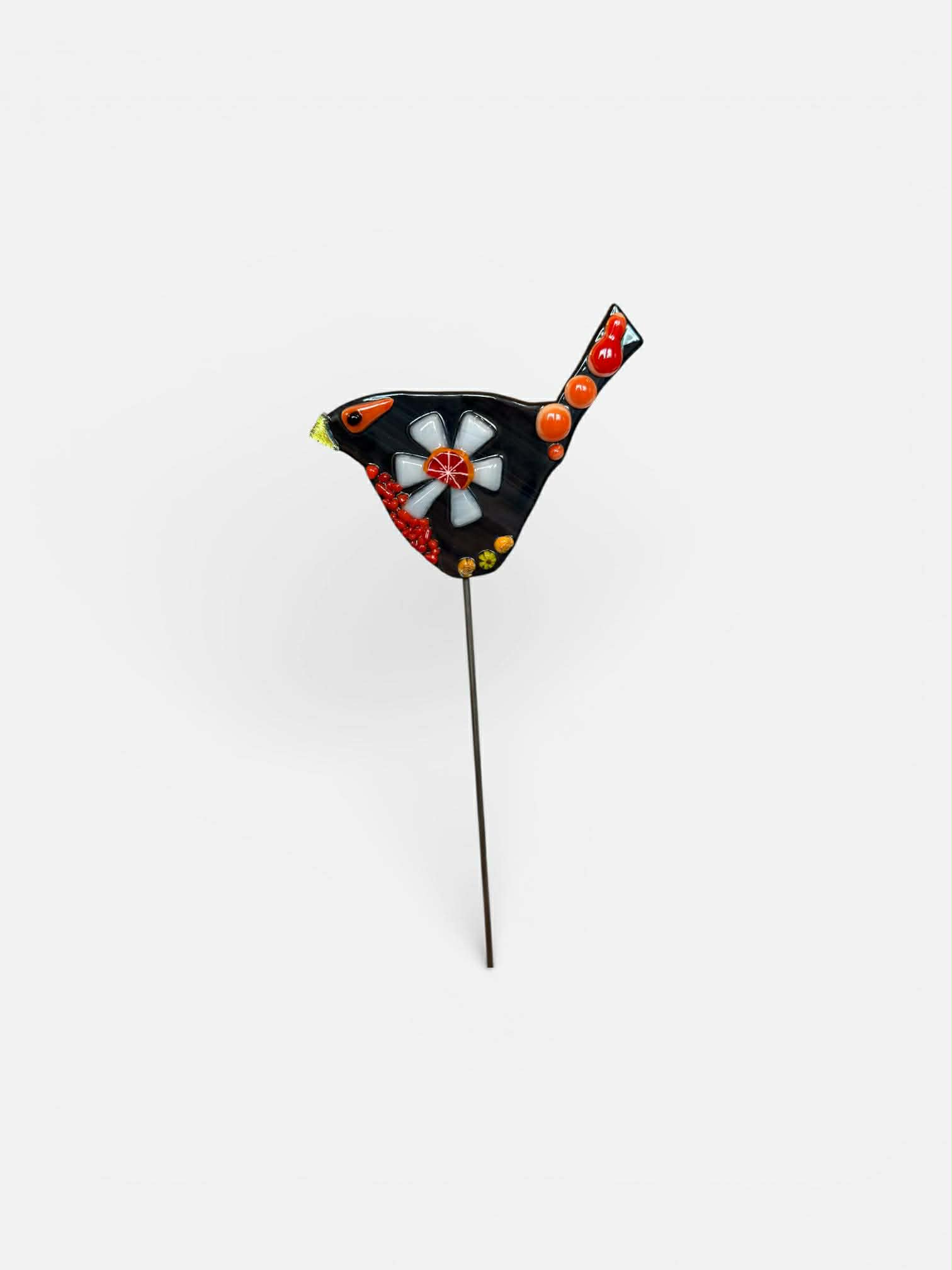 Whimsical Glass Bird Garden Stake