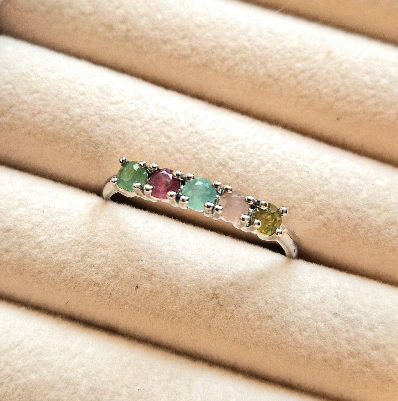 Multicolor Gemstone Silver Ring