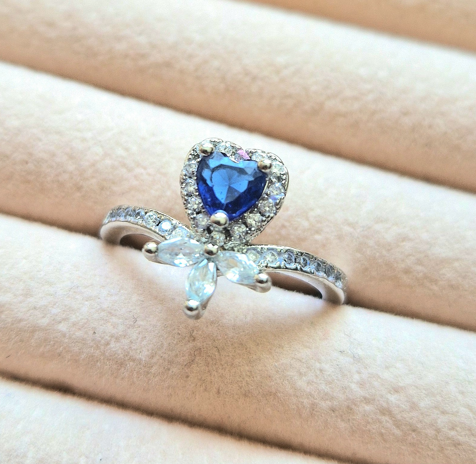 Heart Sapphire Silver Ring
