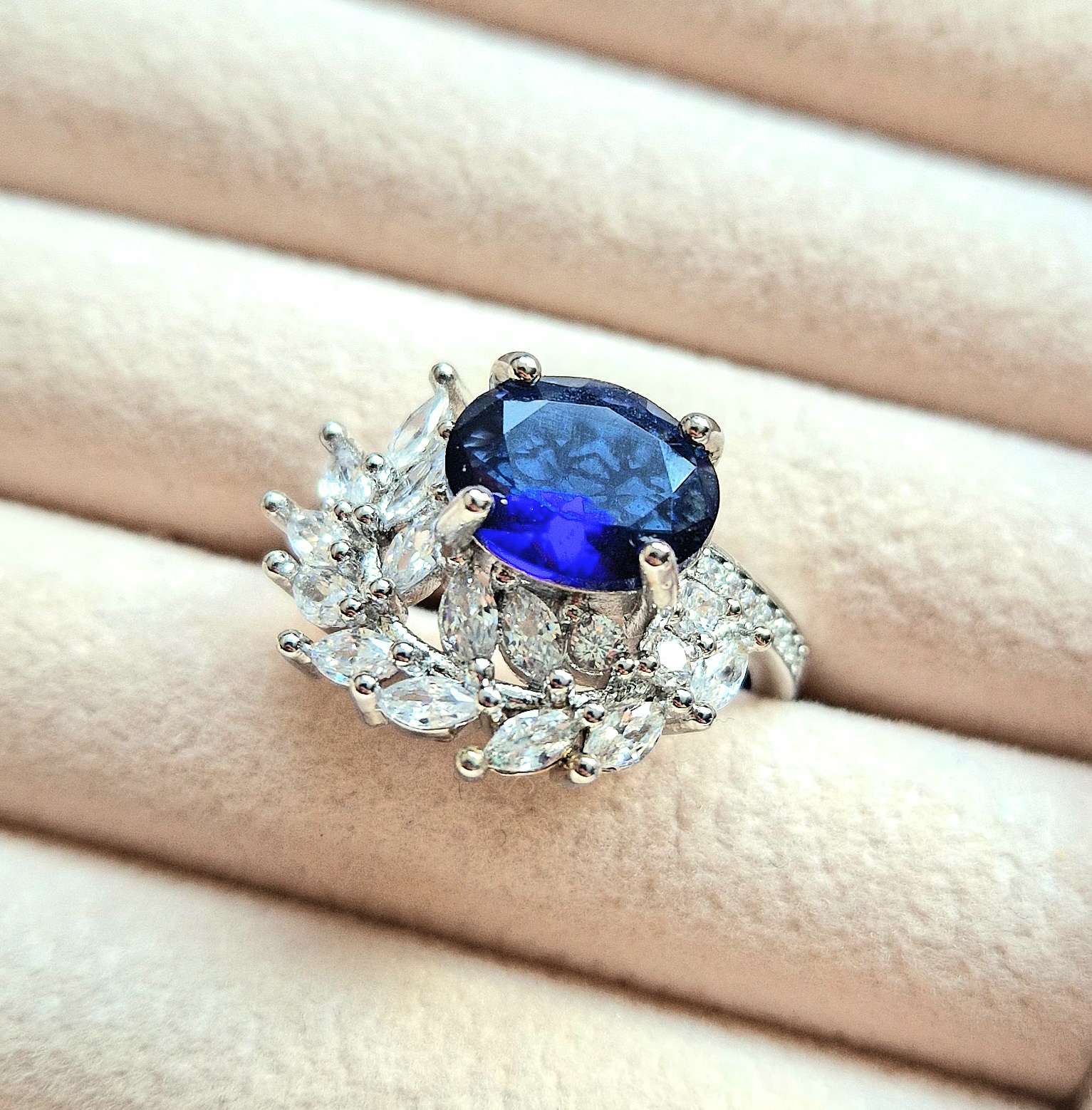 Sapphire and Diamond Cocktail Ring