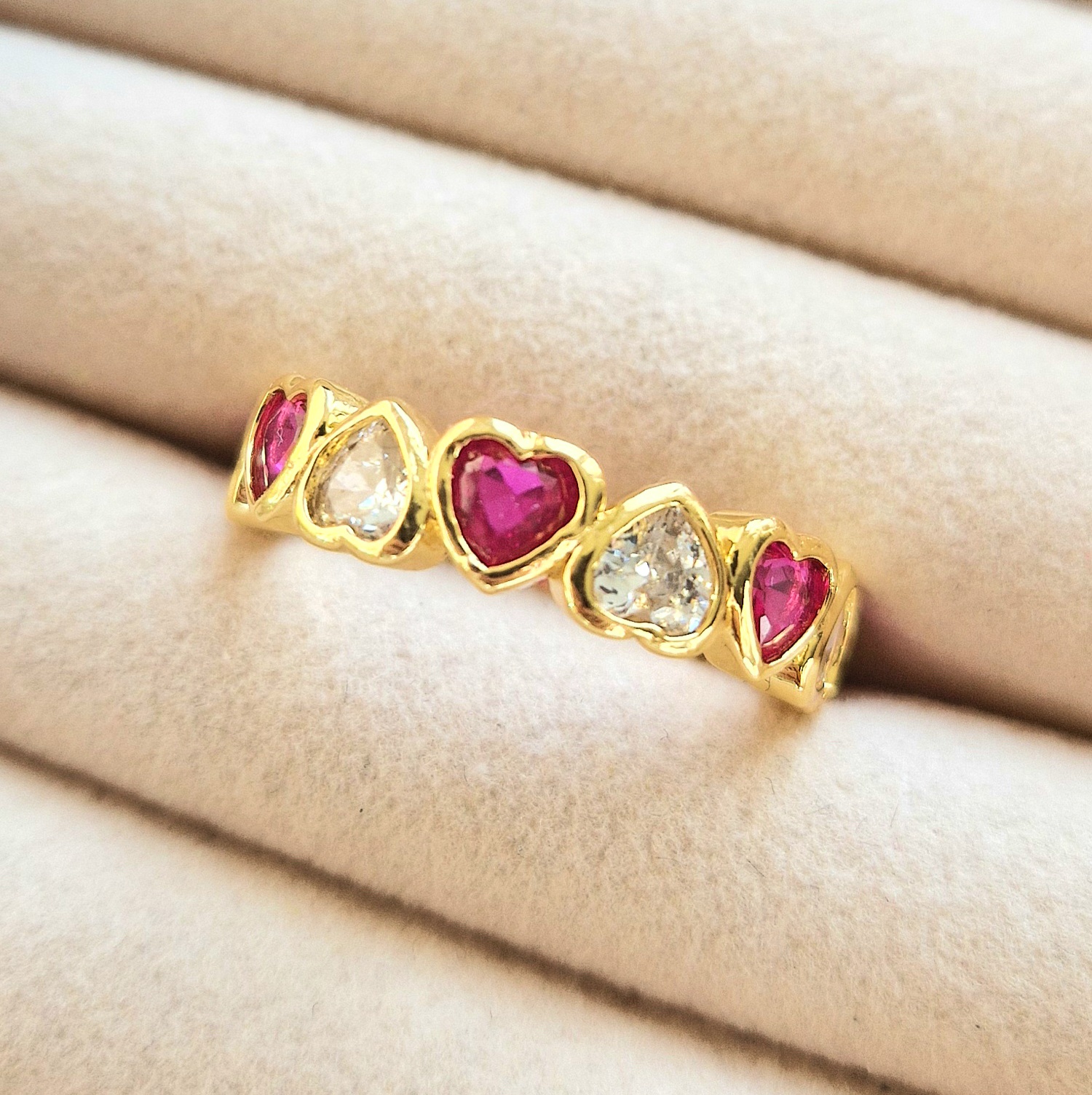 Gold Heart Gemstone Ring