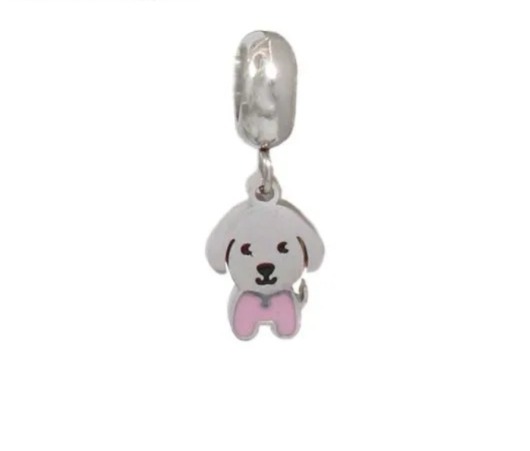 Berloque Cachorrinho laço rosa