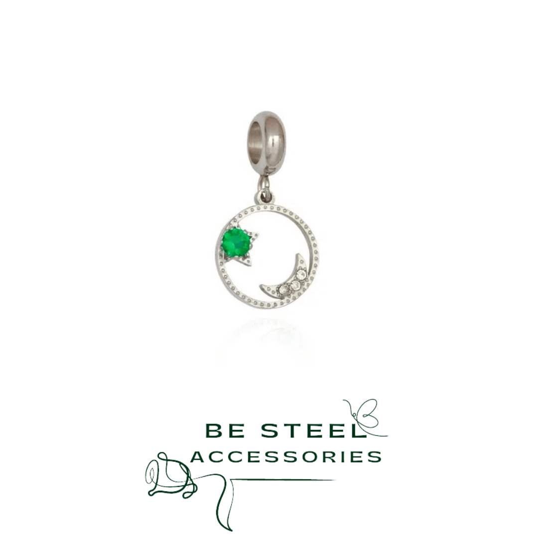 Berloque Estrela e Lua de Zircônia